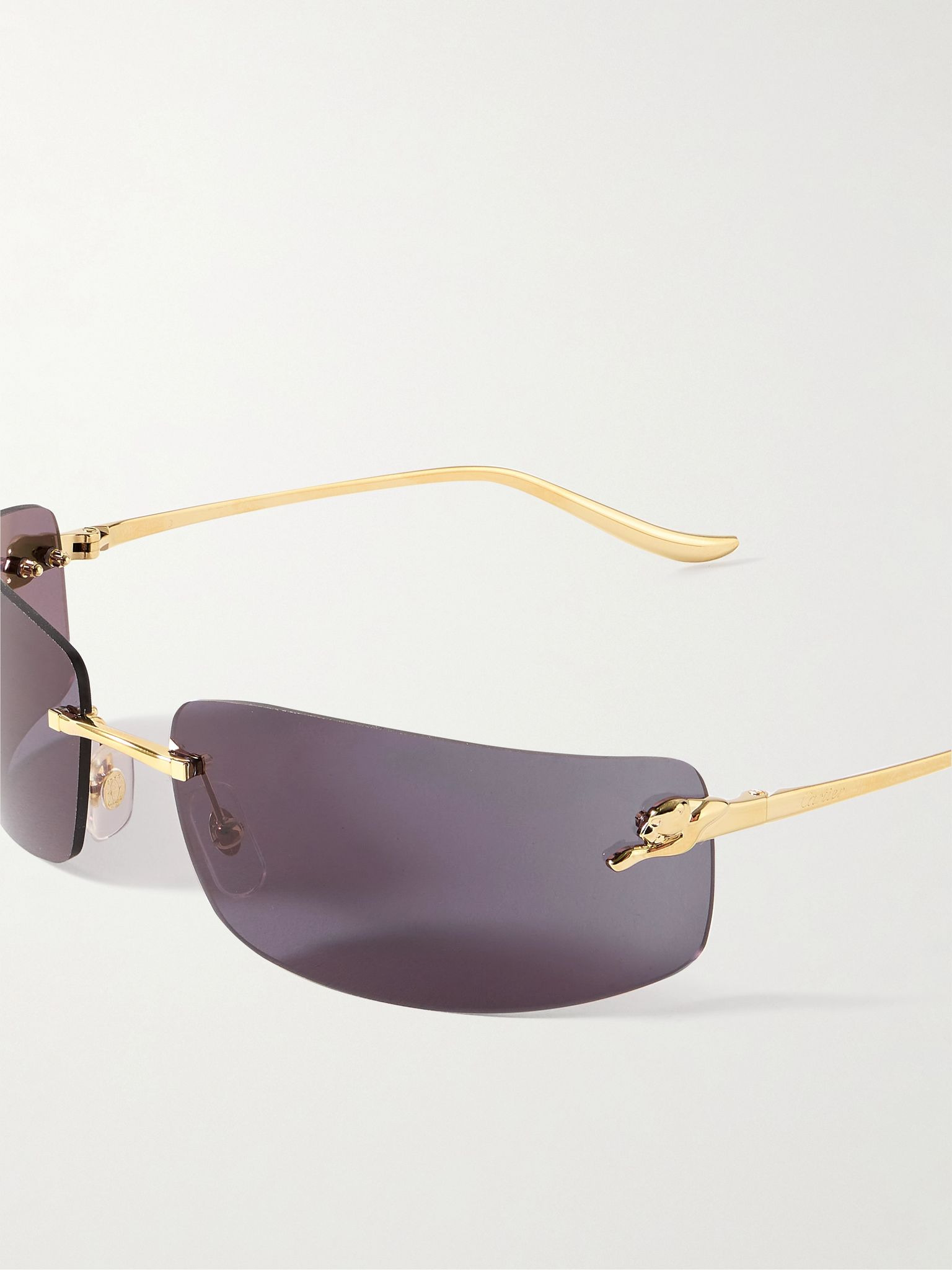 Panthère de Cartier rectangle-frame rimless gold-tone sunglasses Gold - 4