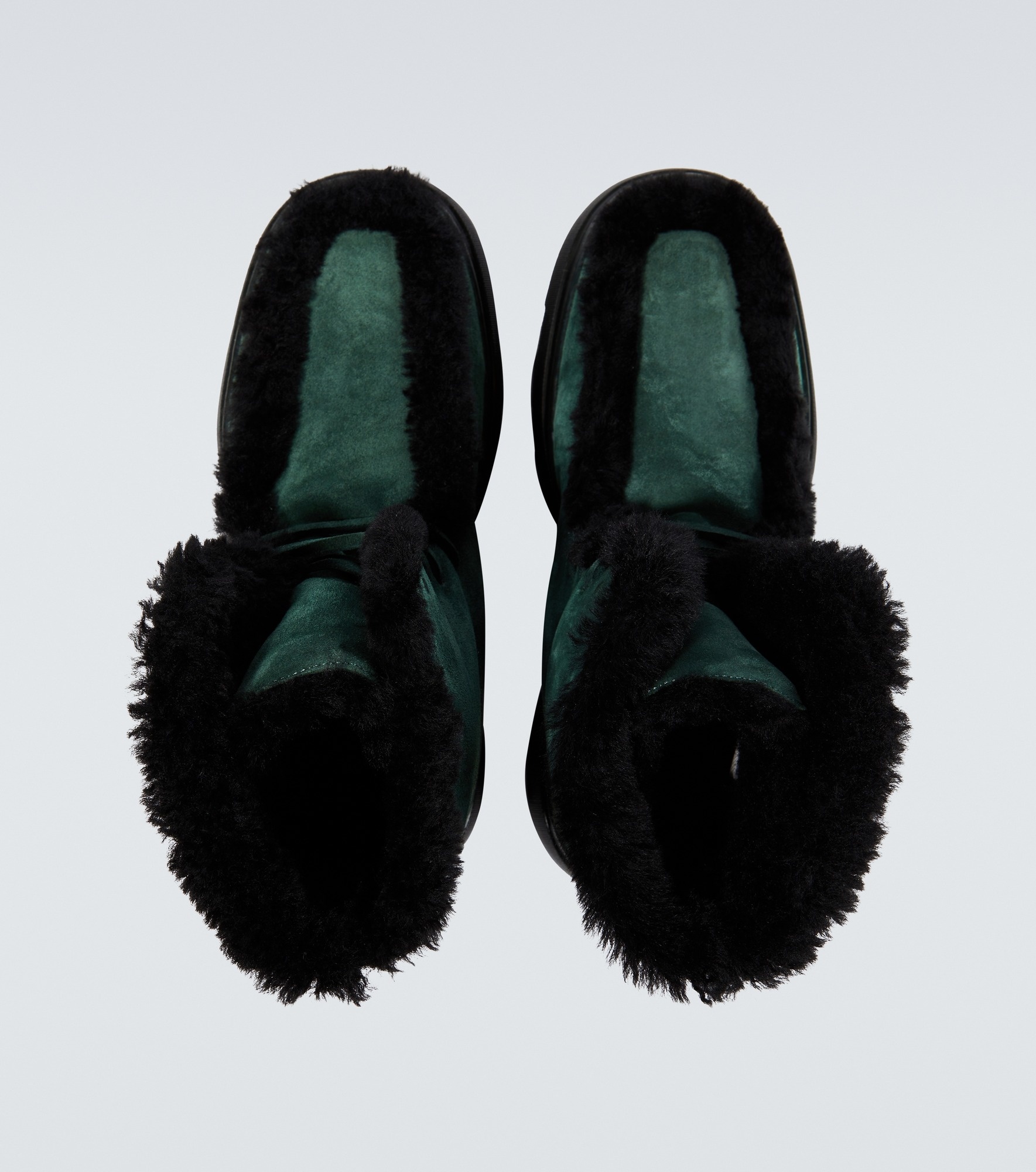 Shearling-trimmed suede ankle boots - 4