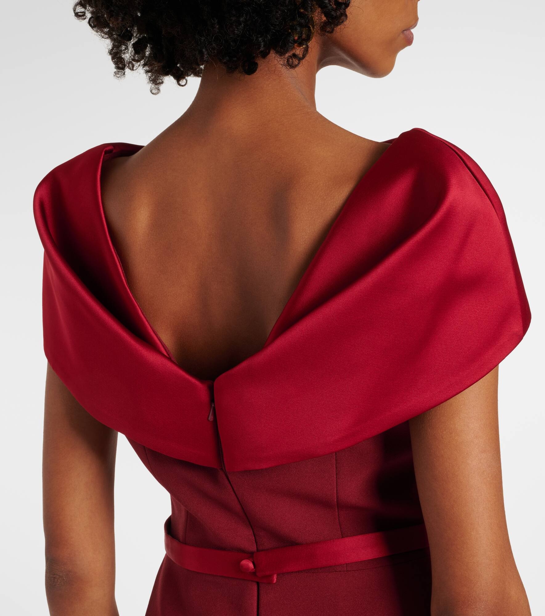 Rella draped peplum heavy crêpe midi dress - 6