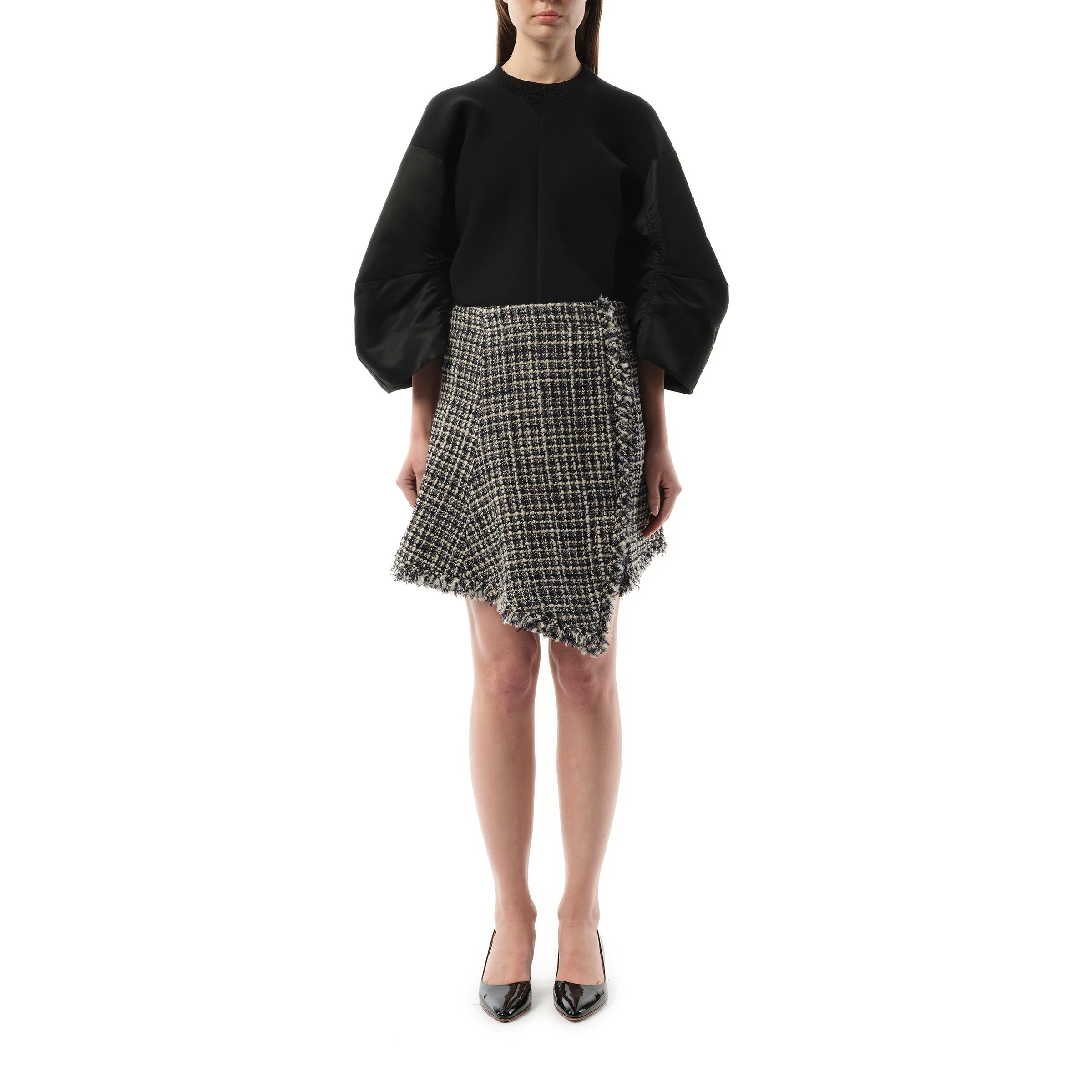 Tweed Skirt in Off White/Blue - 4