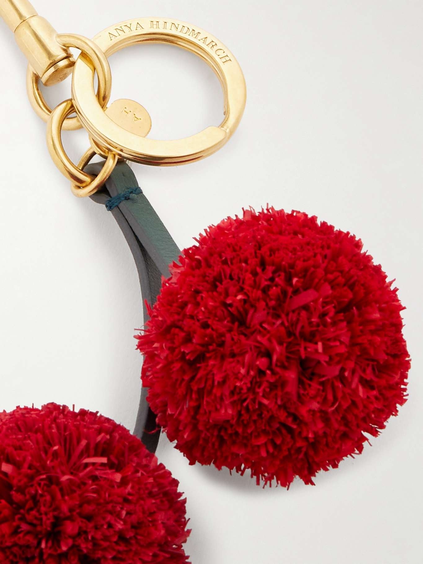 Cherries raffia, leather and gold-tone charm Red - 4