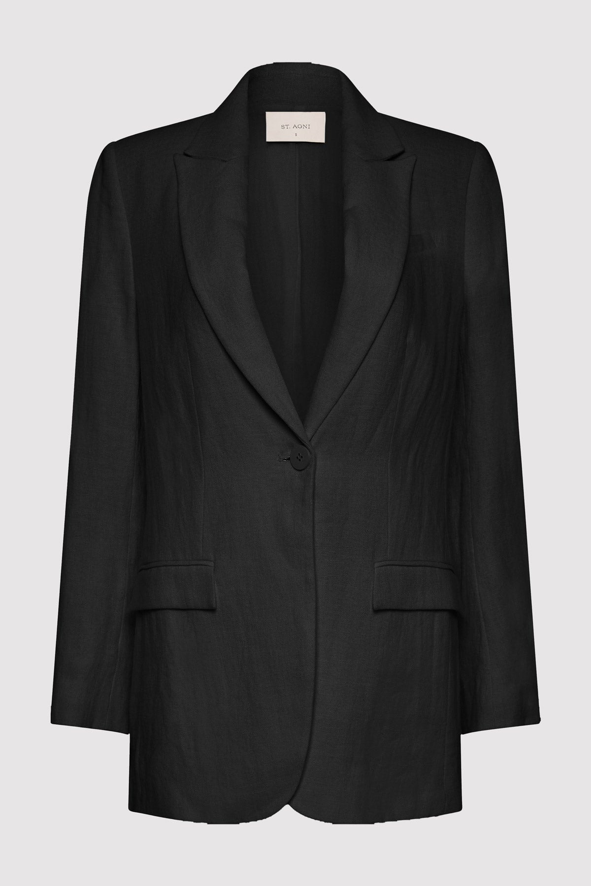 Tailored Linen Blazer - Black - 1