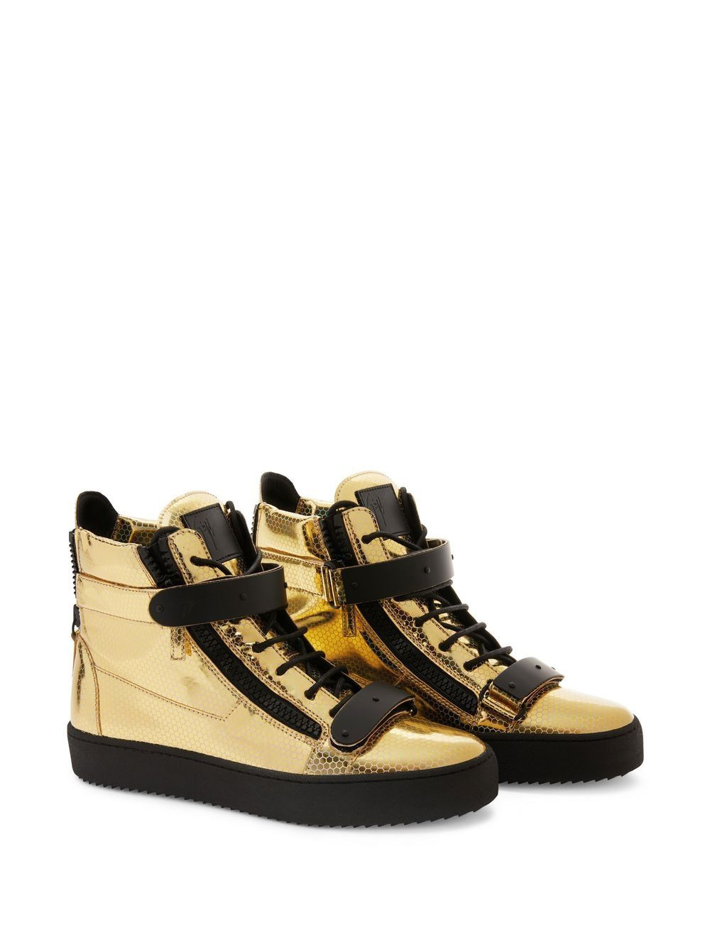foiled-finish high top sneakers - 2