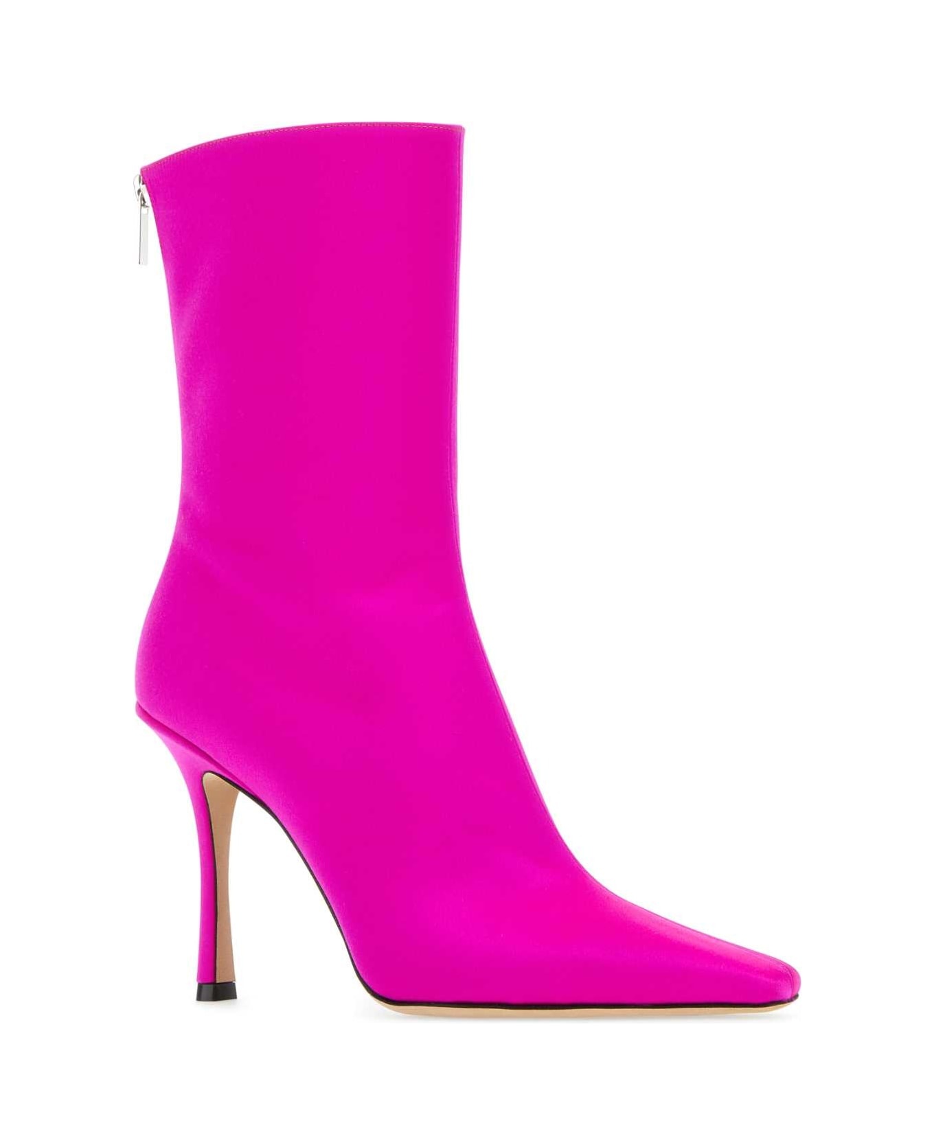 ブーツその他 Jimmy Choo BOOTS (AGATHEAB100SAT FUCHSIA) JIMMY CHOO Fuchsia Satin Ankle Boots | italist | REVERSIBLE
