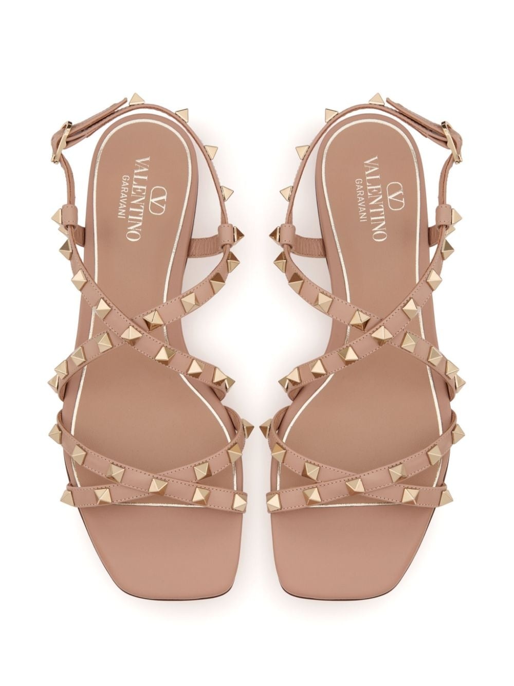 Rockstud-embellished flat leather sandals - 4