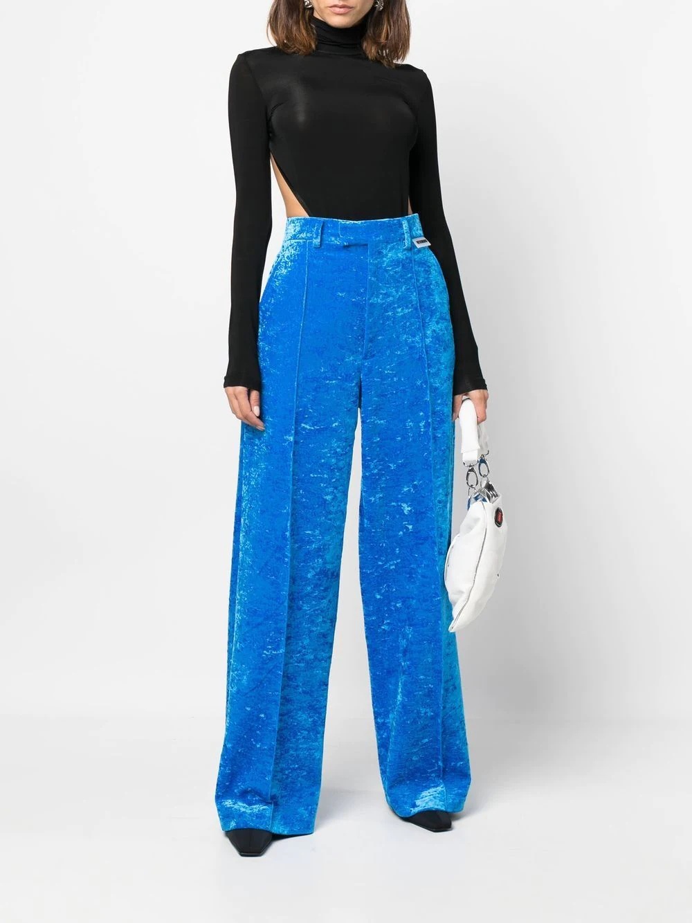 velvet high-waisted trousers - 2