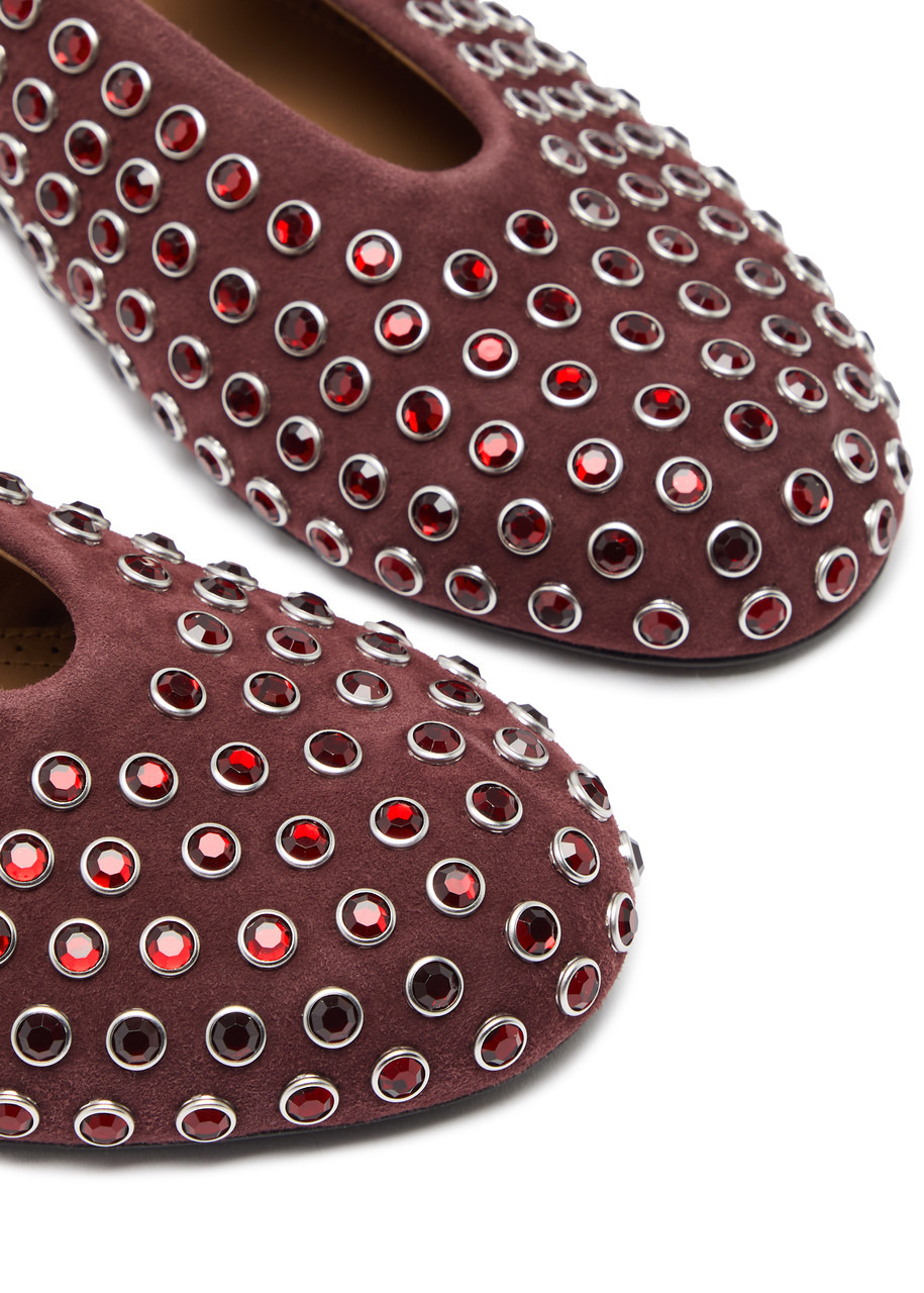 Alaïa Crystal-embellished Suede Ballet Flats - 3