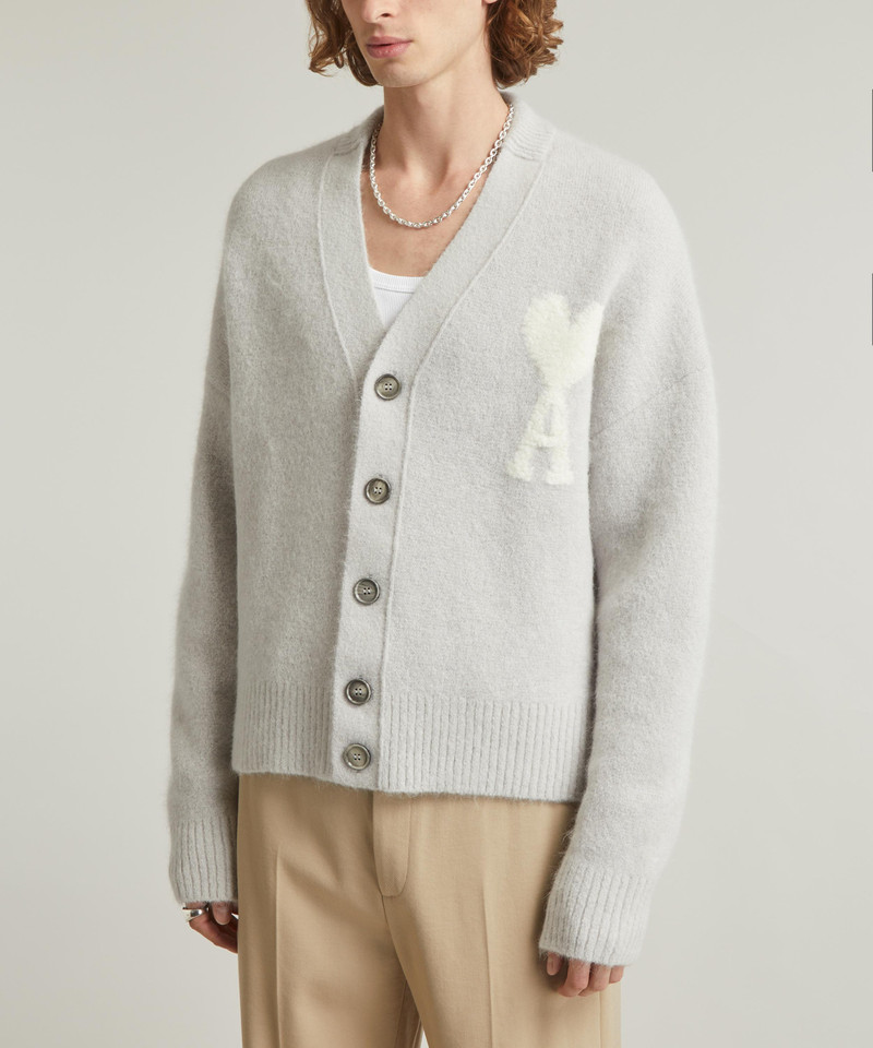 AMI Paris Ami de Cœur Logo Alpaca-Blend Cardigan outlook