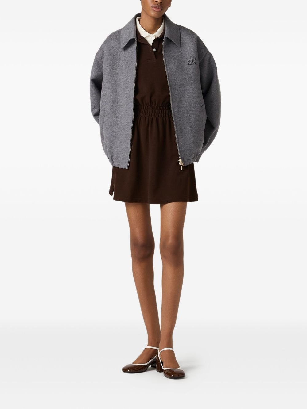 logo-embroidered piqué dress - 2