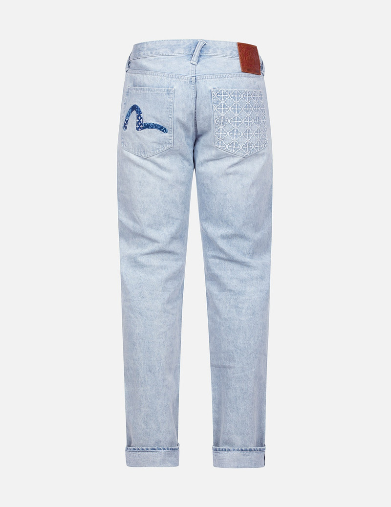 EVISU PATCHWORK EFFECT AND SASHIKO CARROT FIT DENIM JEANS #2017 outlook