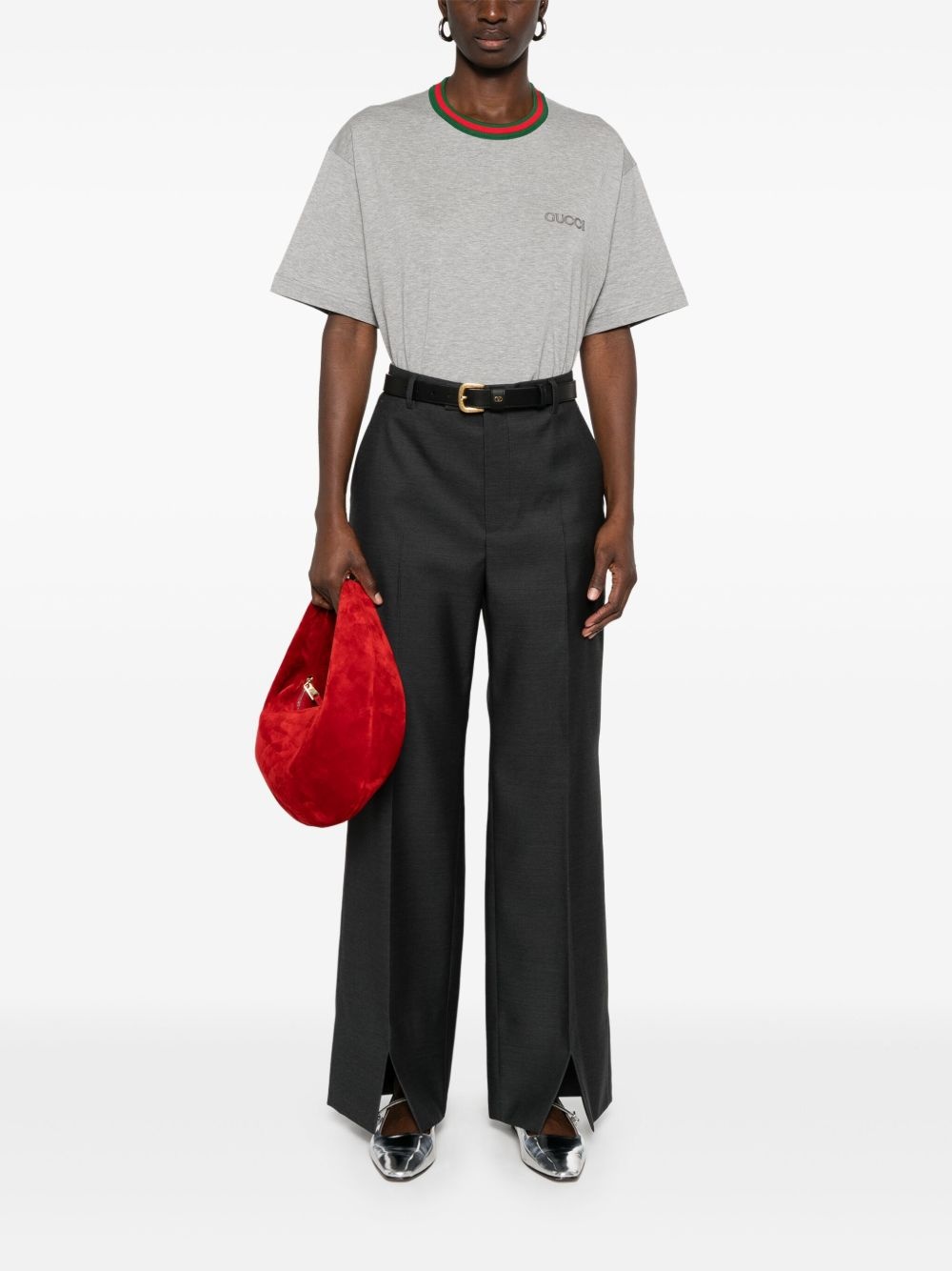 logo-embroidered straight-leg trousers - 2