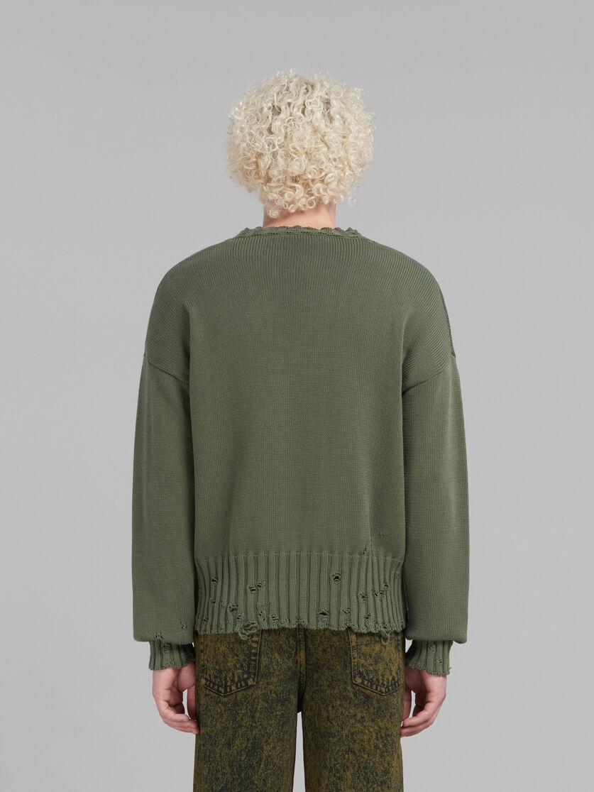 GREEN COTTON CREW-NECK JUMPER - 3