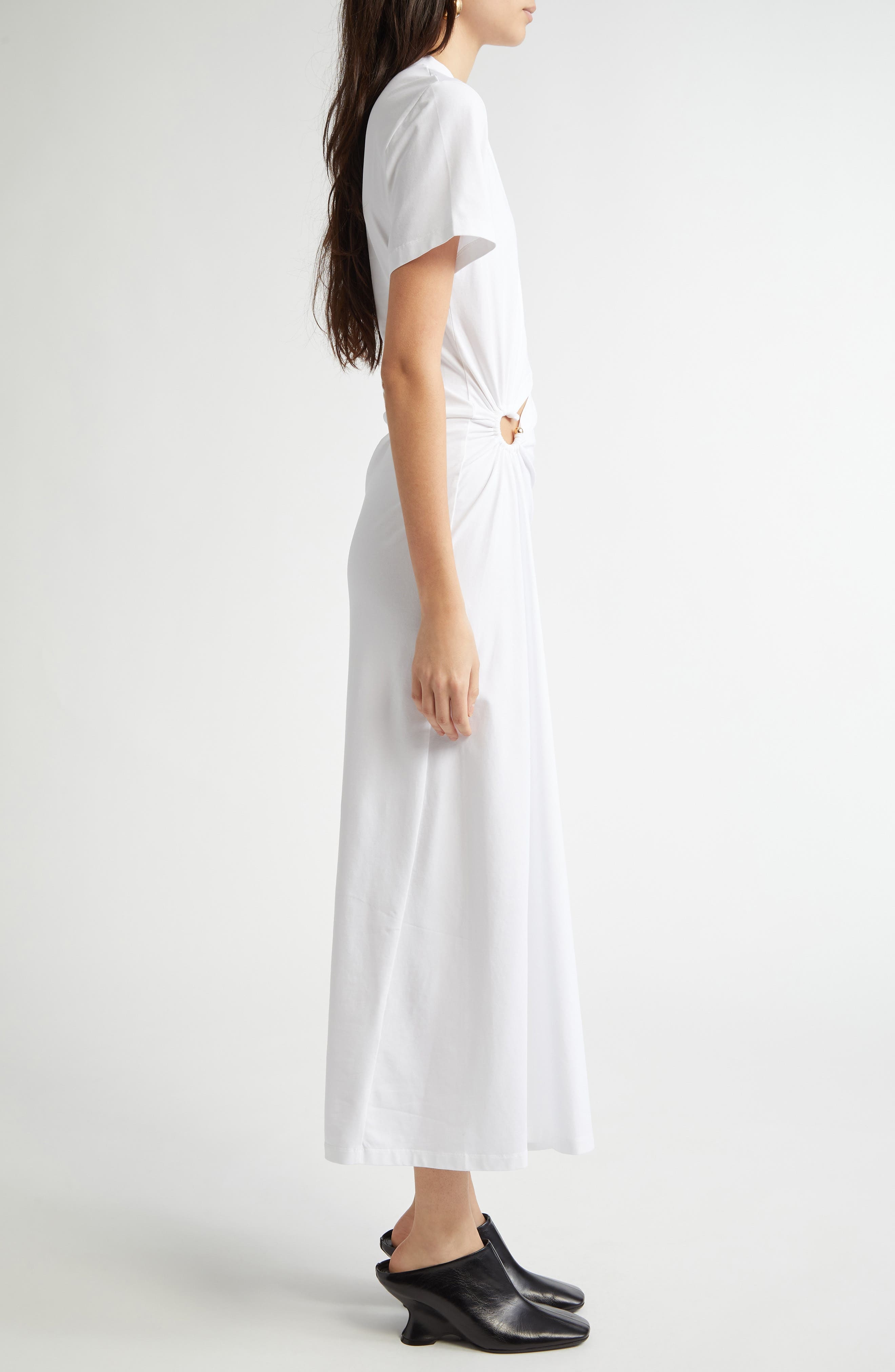 Rabanne Ring Pierced Jersey Dress in White at Nordstrom - 3