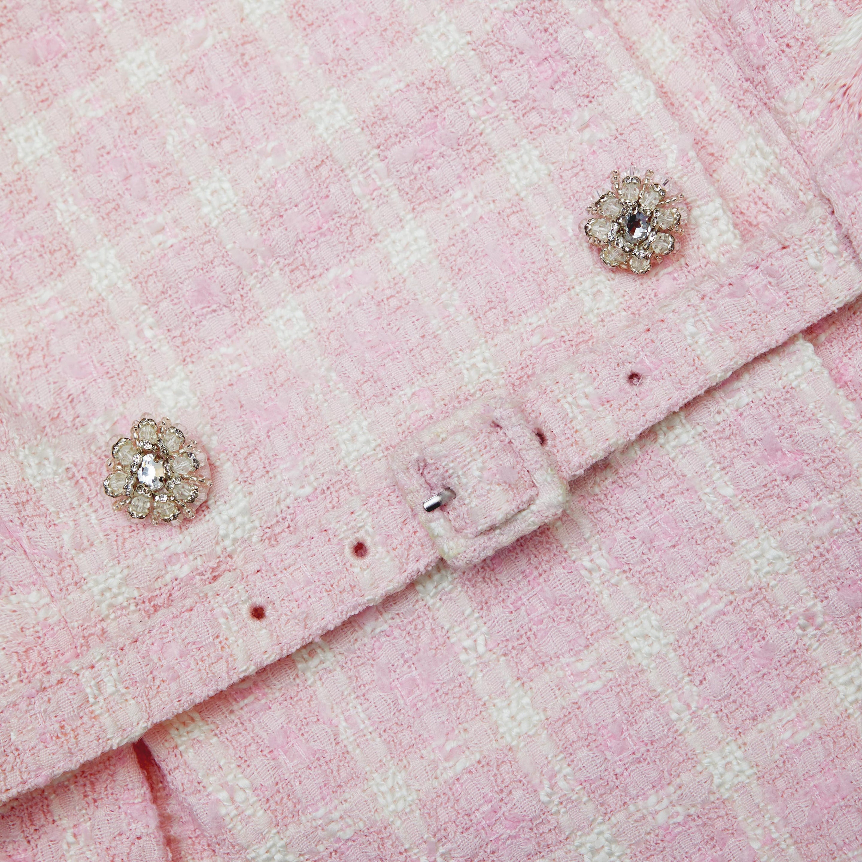 Pink Boucle Off Shoulder Mini Dress - 5