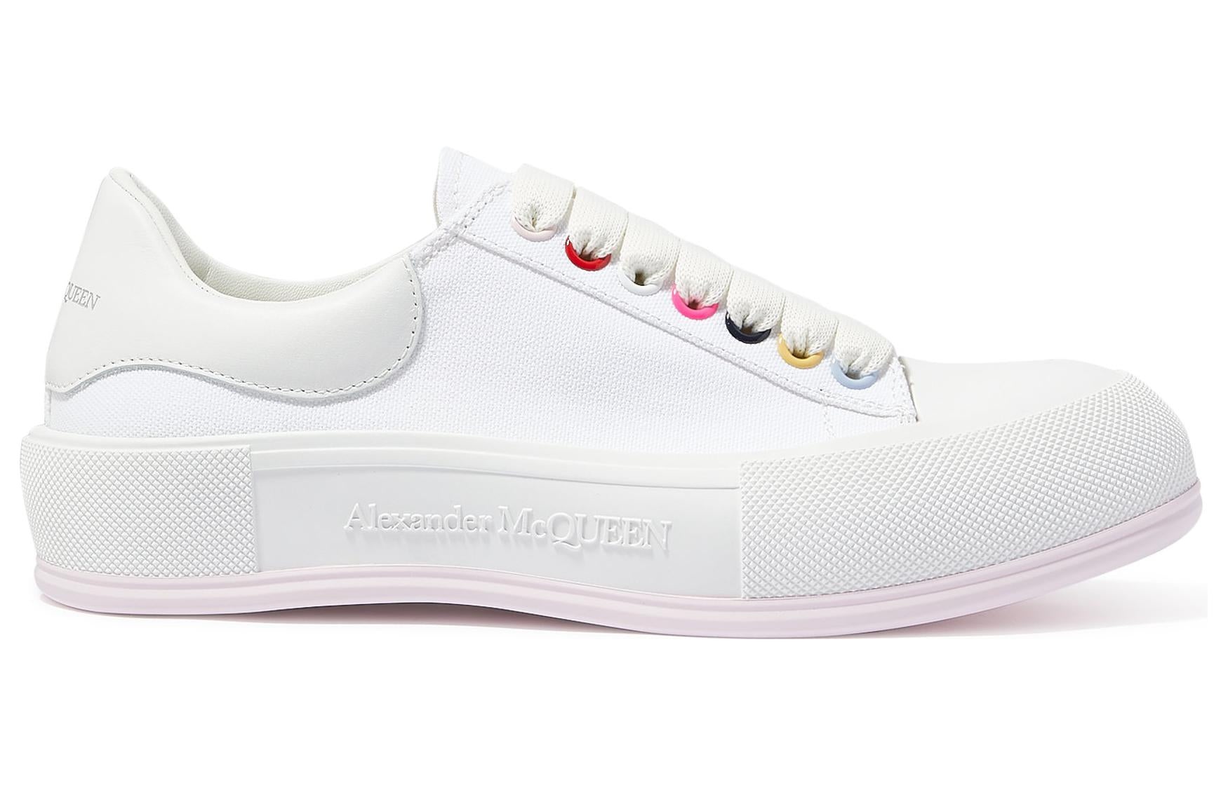 (WMNS) Alexander McQueen Deck Skate Plimsoll Lace Up 'White Multiclor' 654593W4MVR9548 - 2