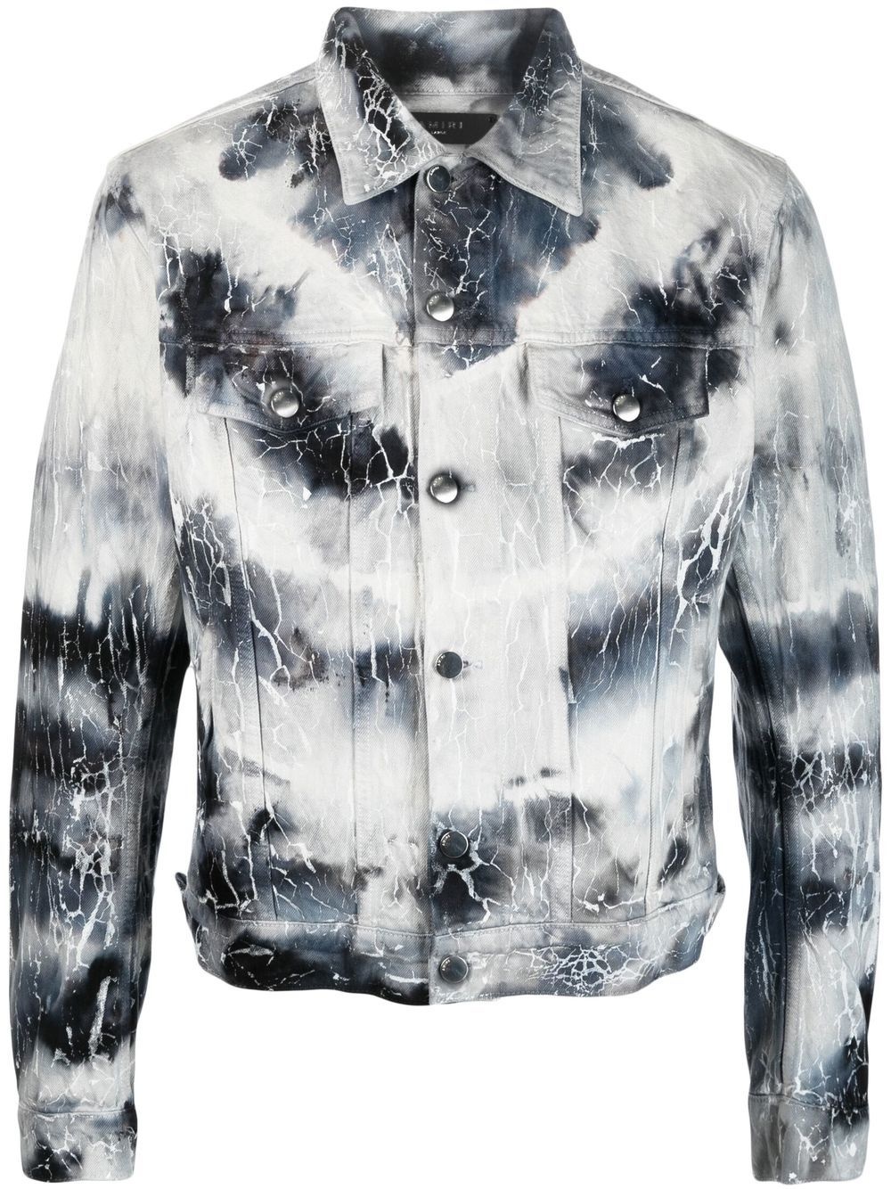 cracked-effect denim jacket - 1