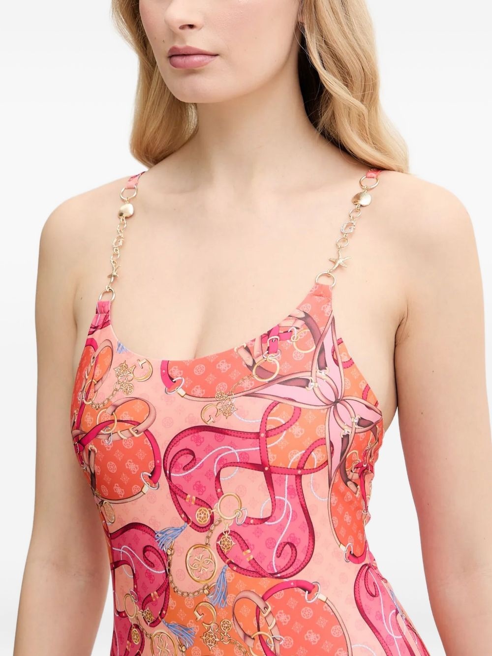 chain-embellished print swimsuit - 3