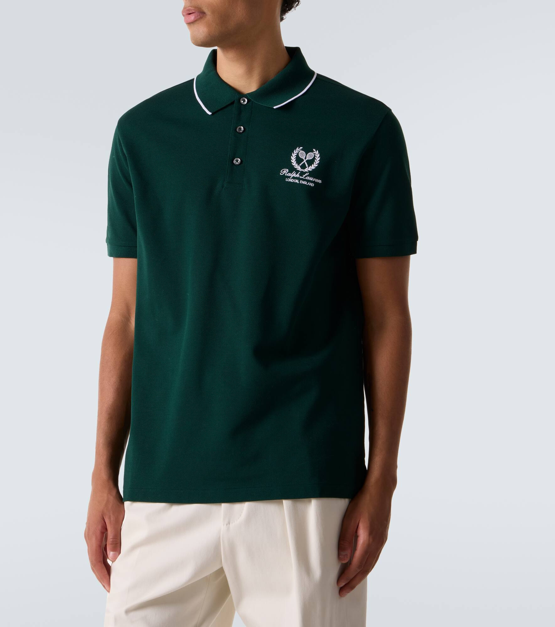 Logo cotton piqué polo shirt - 3