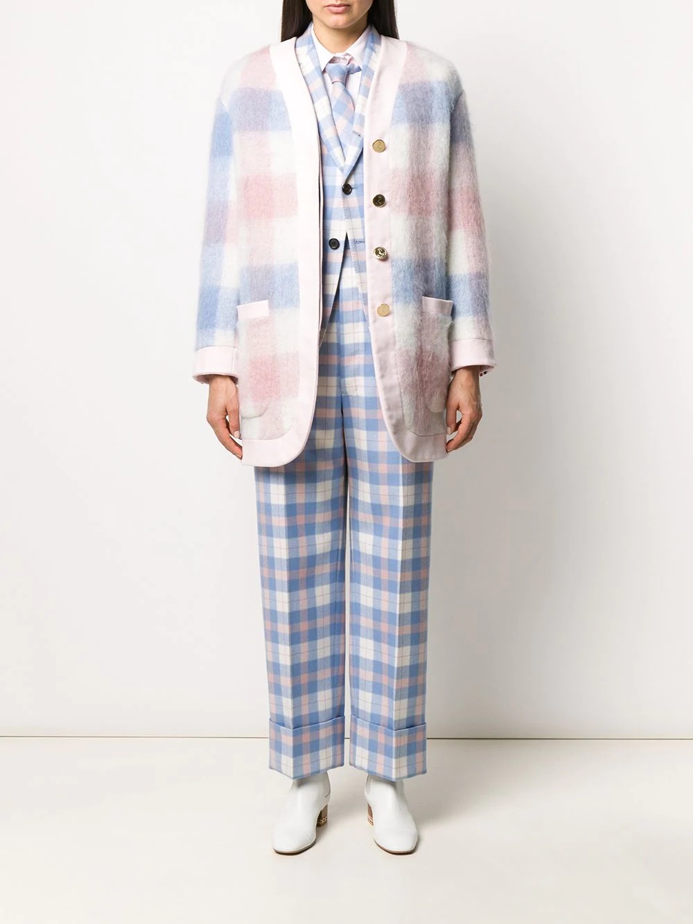 oversized check cardigan - 2