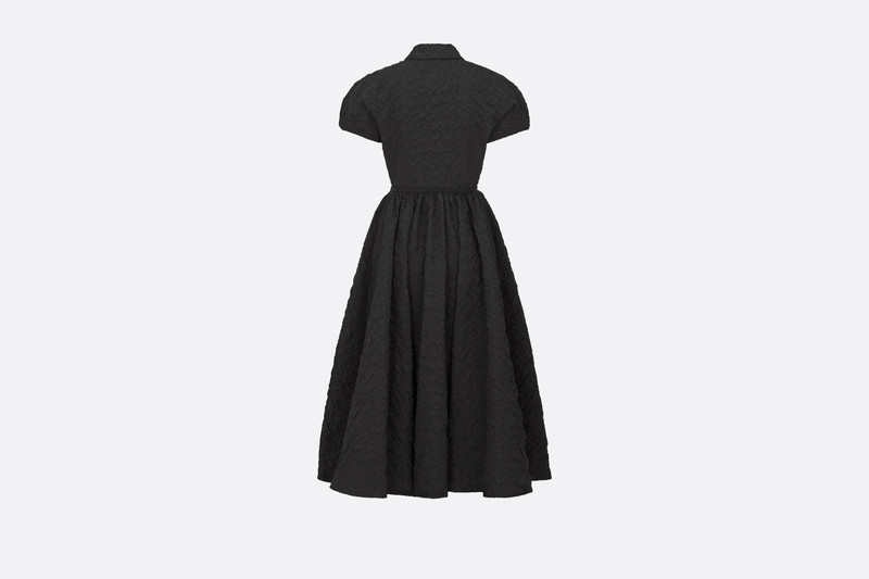 Flared Mid-Length Dress with Puff Sleeves 2