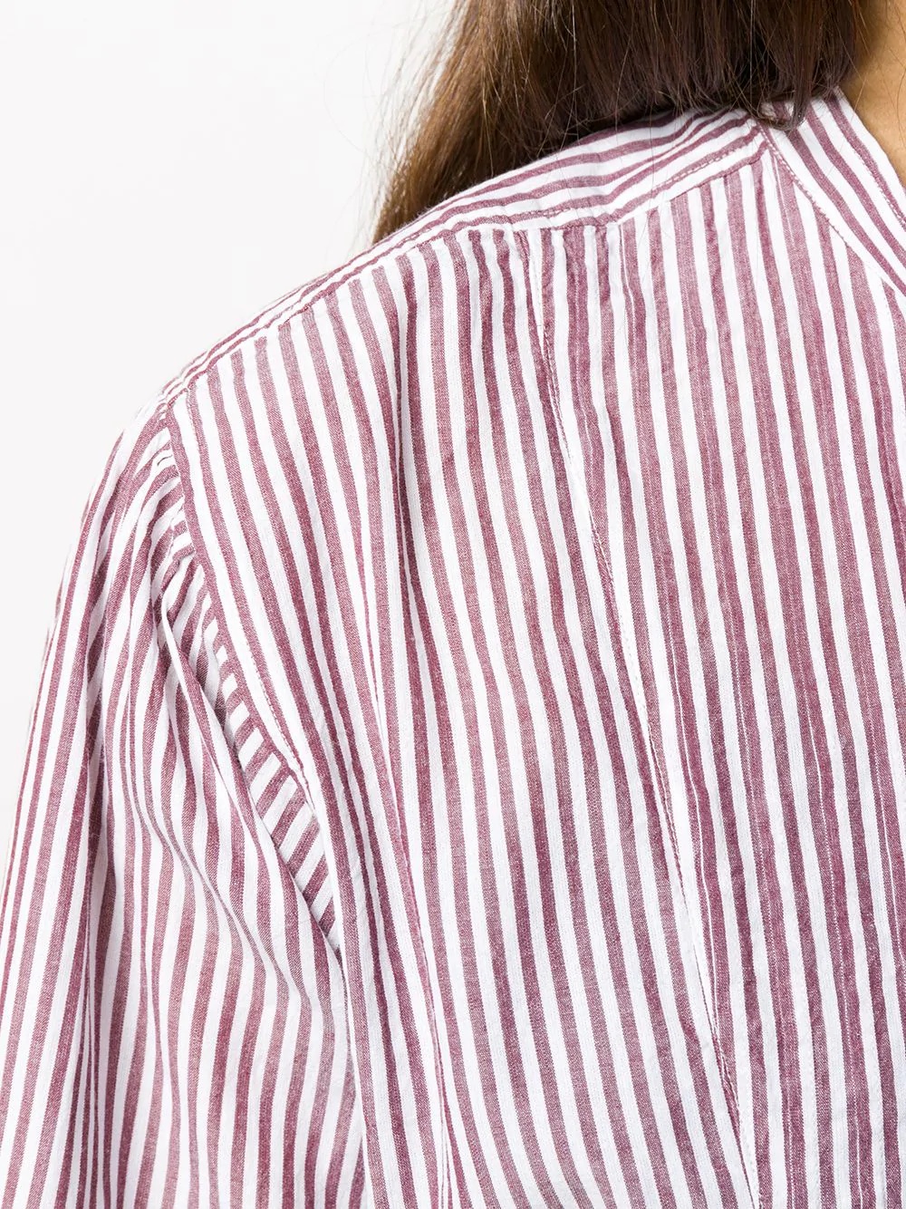 pleated-bib striped shirt - 5