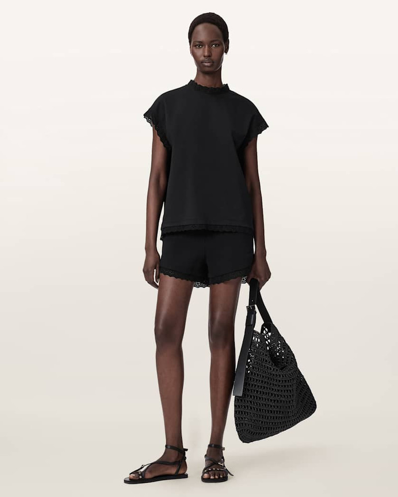 ALLSAINTS LELE STRAIGHT FIT LACE TRIM SHORTS outlook