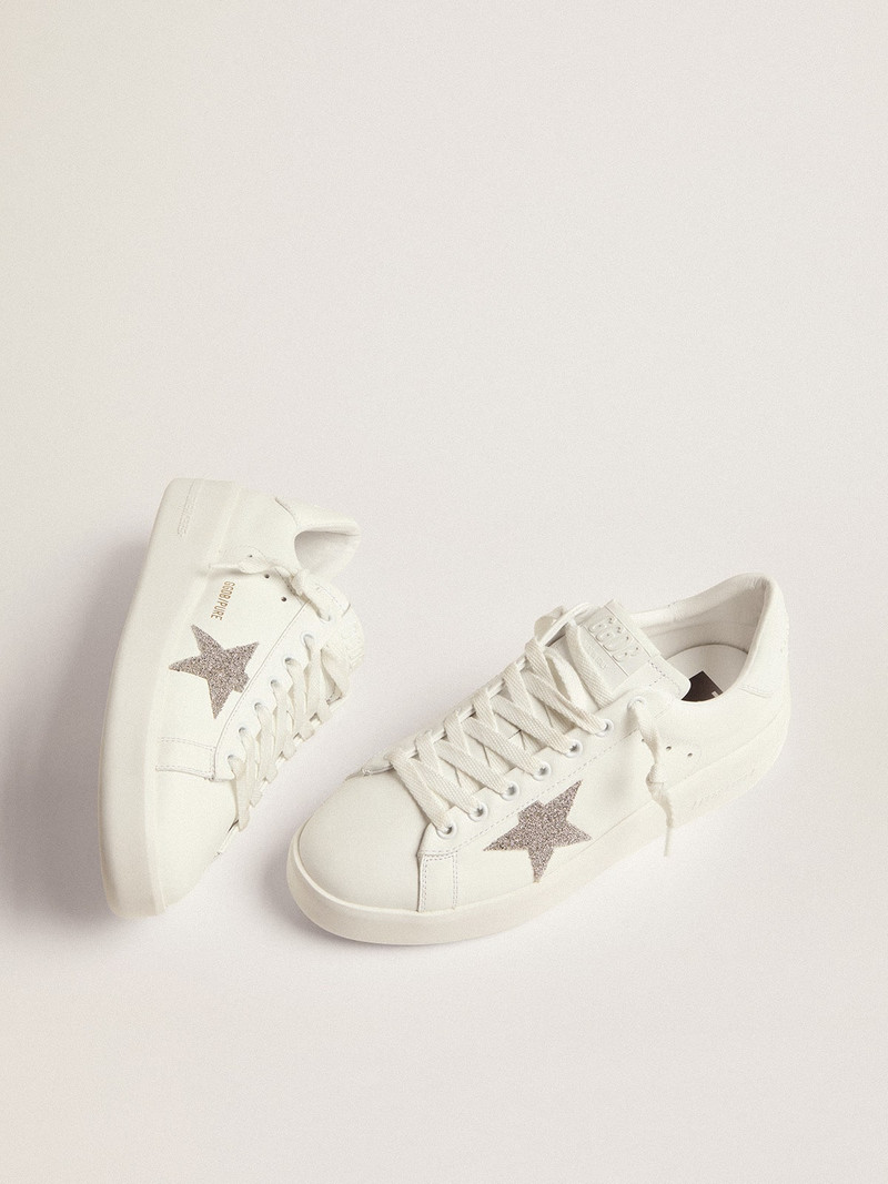 Golden Goose Purestar sneakers in white leather with silver-colored crystal star outlook