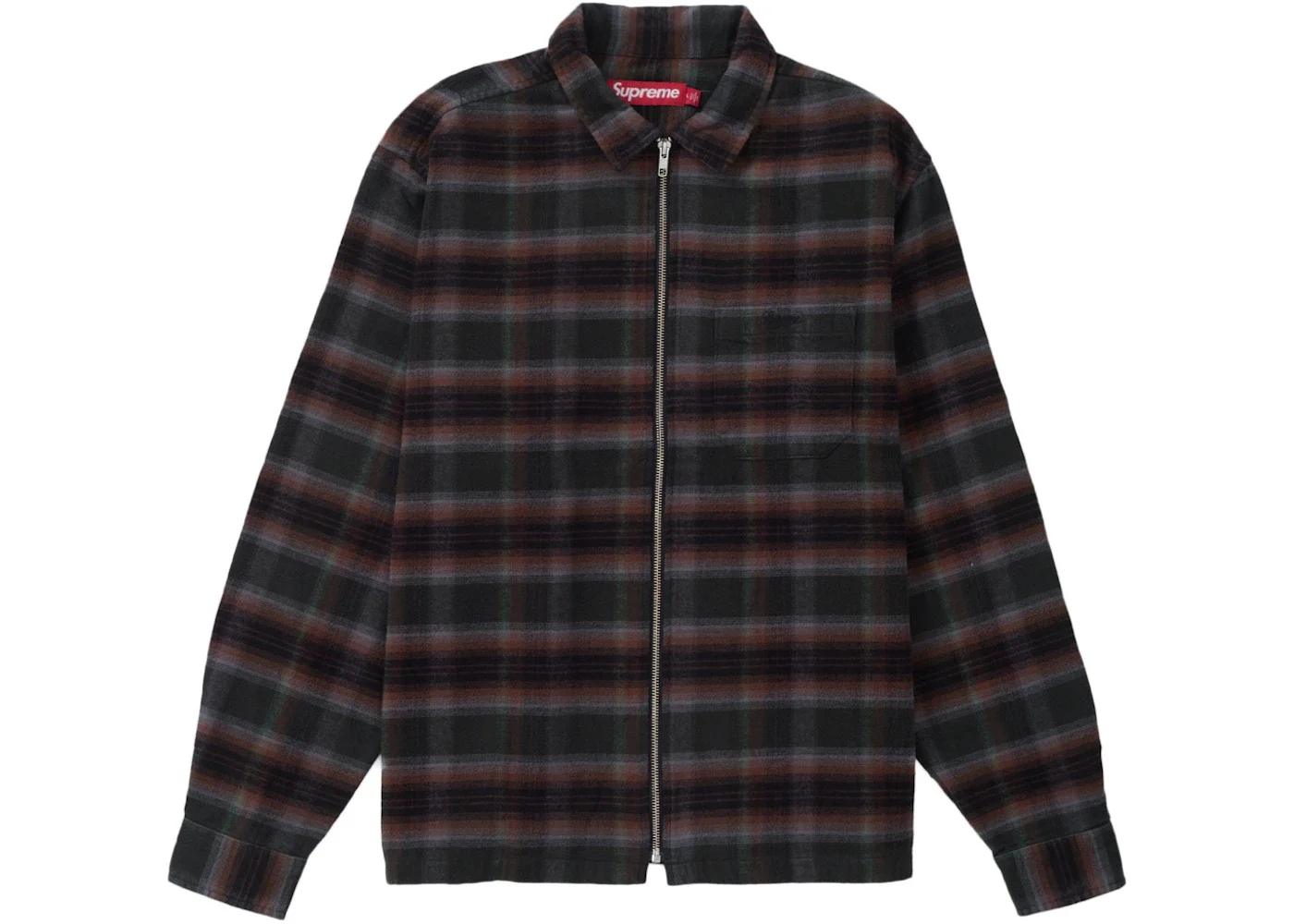 Supreme Supreme Shadow Plaid Flannel Zip Up Shirt (SS24) Black