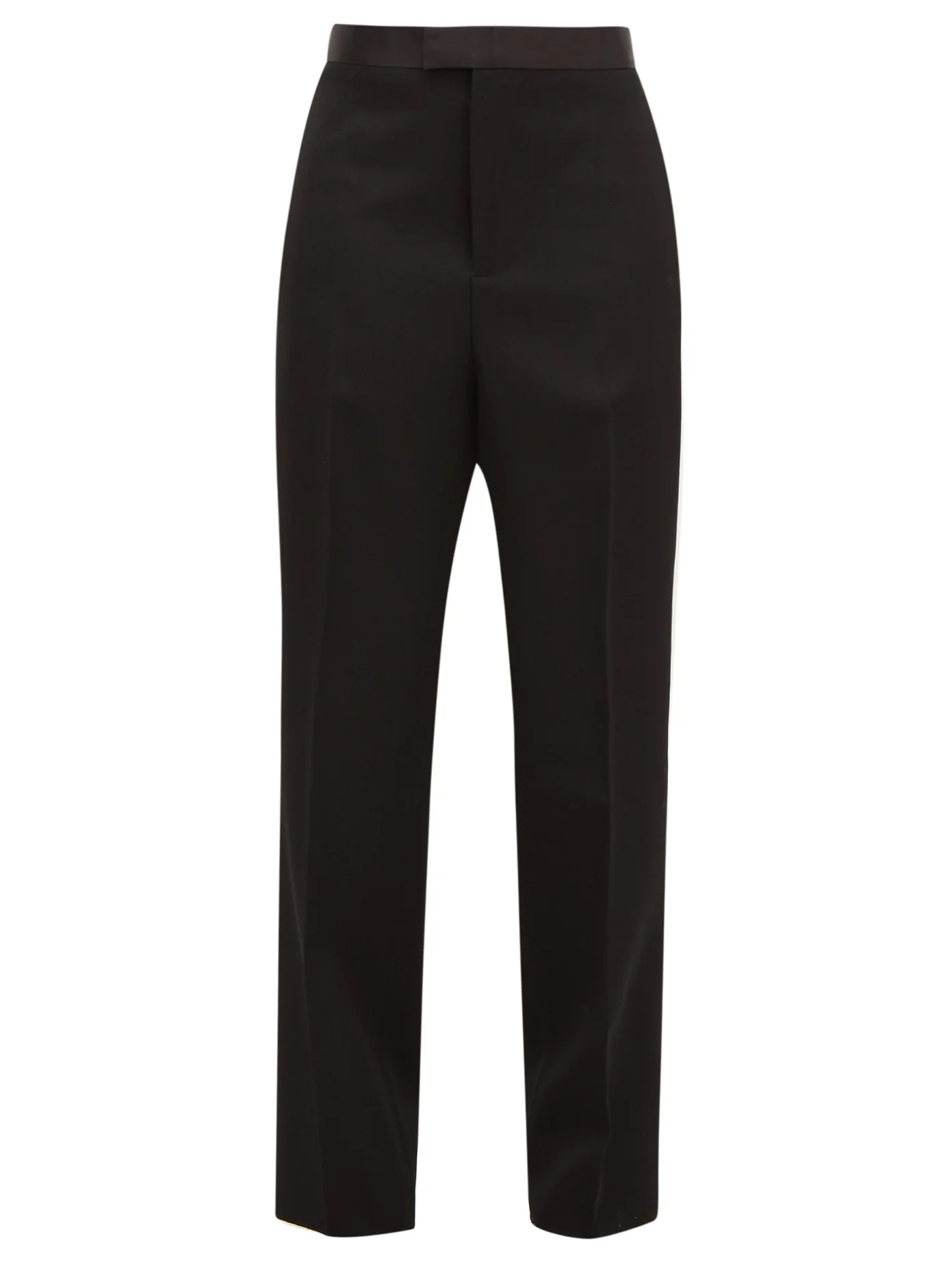 Wide-leg satin-striped wool tuxedo trousers - 1