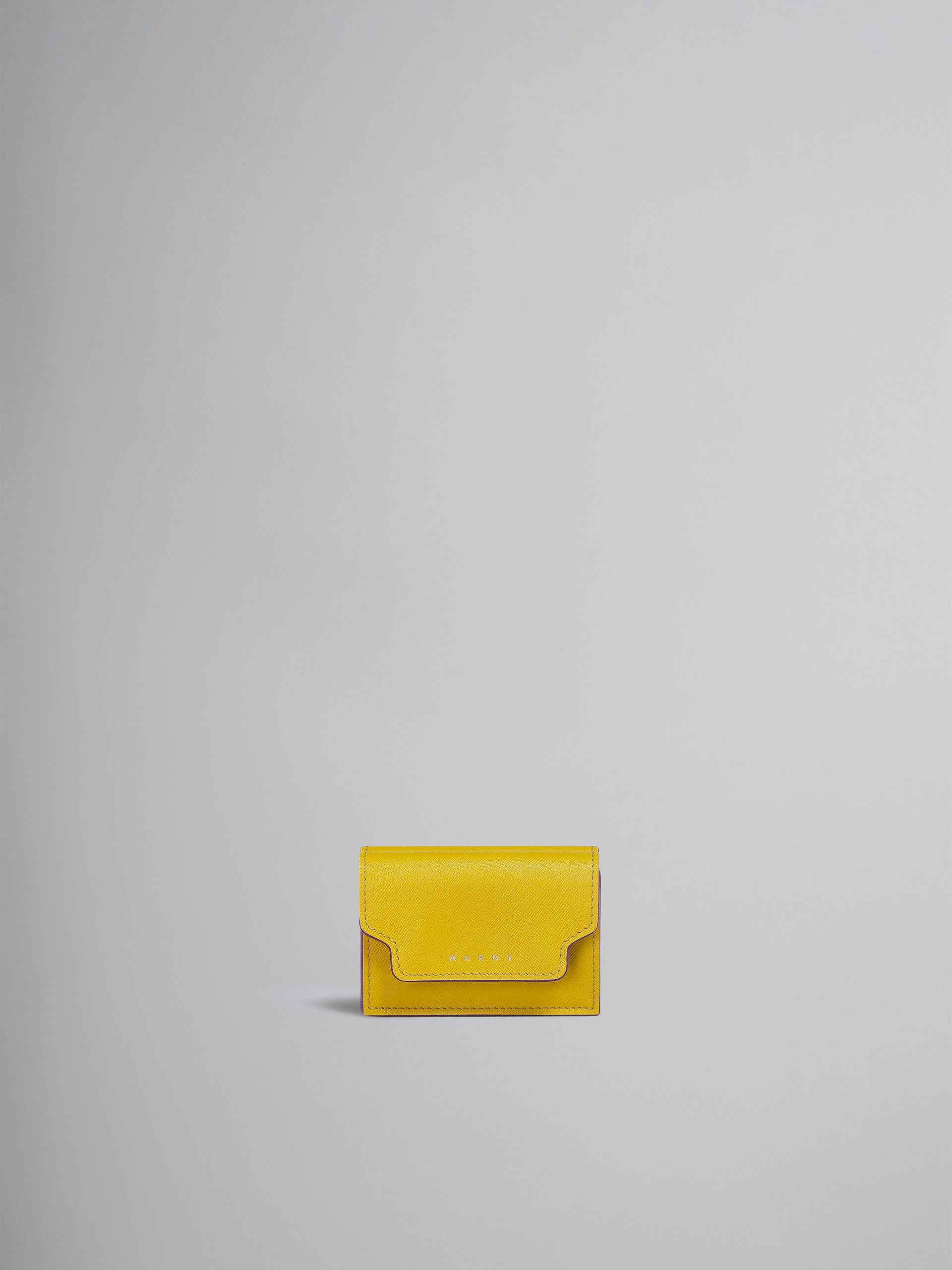 YELLOW SAFFIANO LEATHER TRI-FOLD WALLET - 1