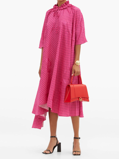 BALENCIAGA Ruffle-neck polka-dot jacquard crepe dress outlook