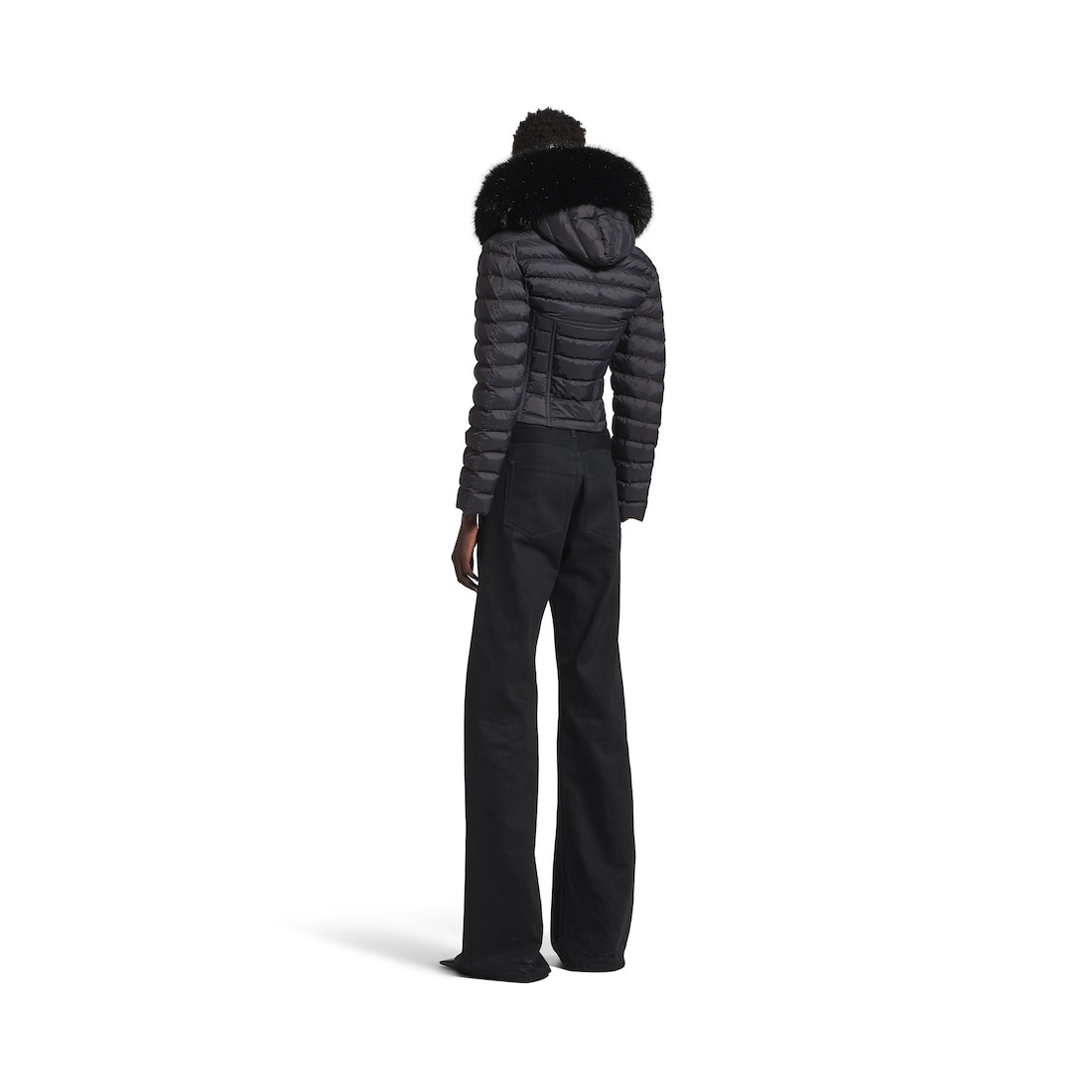 Women's Curved Waist Pants in Black - 4