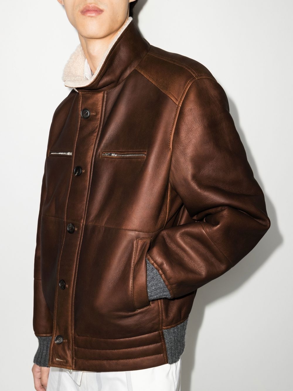 Nappa-Effect shearling bomber jacket - 4