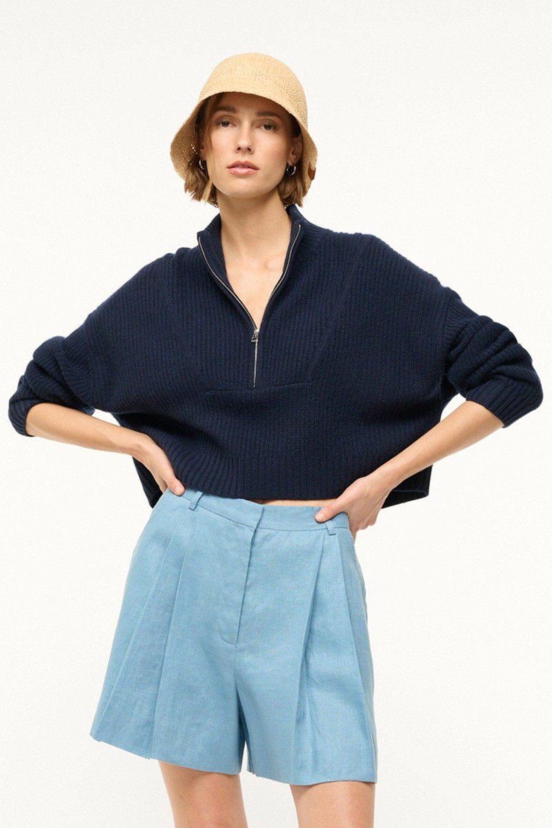 STAUD STAUD CASHMERE CROPPED HAMPTON SWEATER NAVY outlook