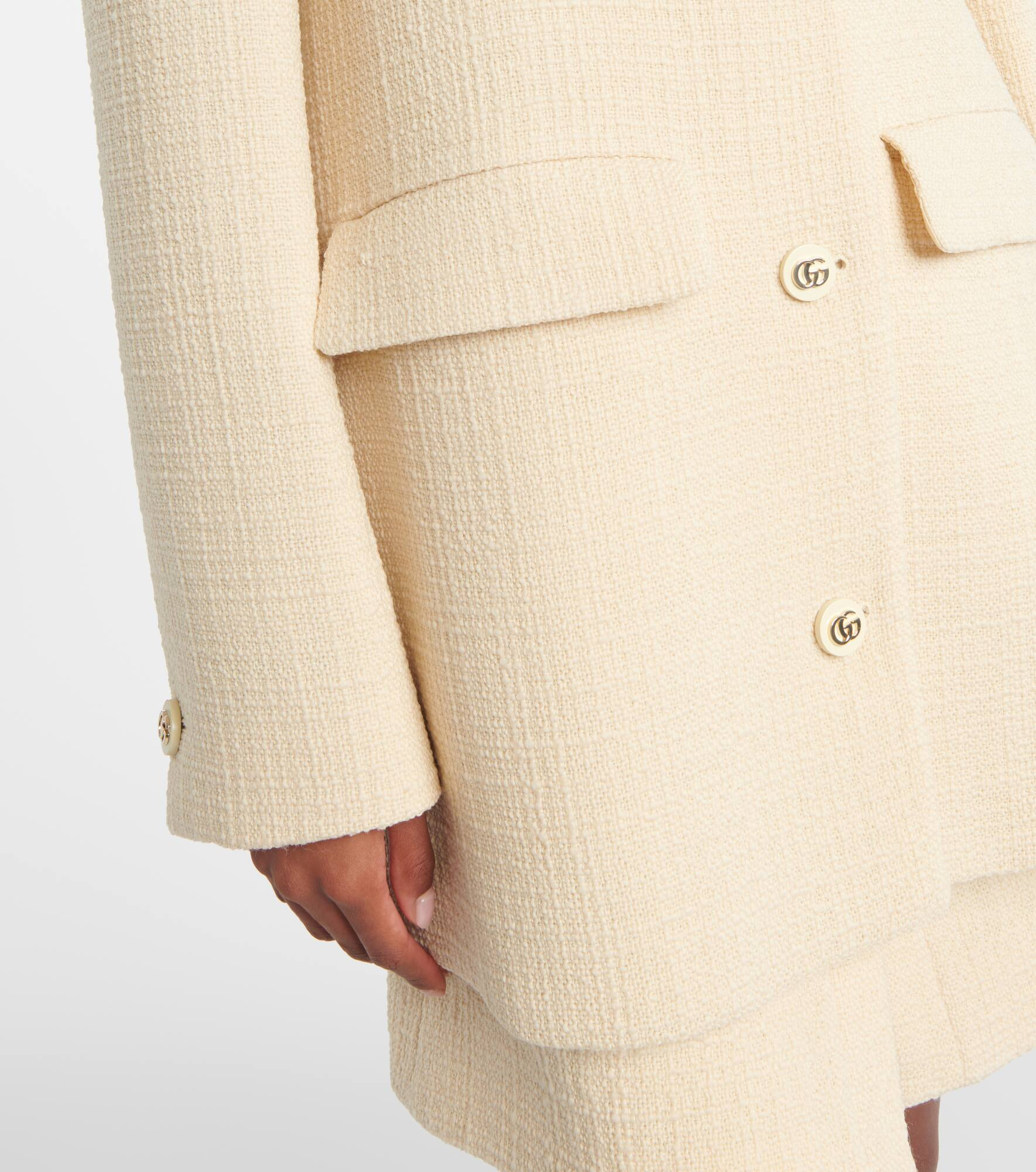 Double G wool-blend tweed coat - 5
