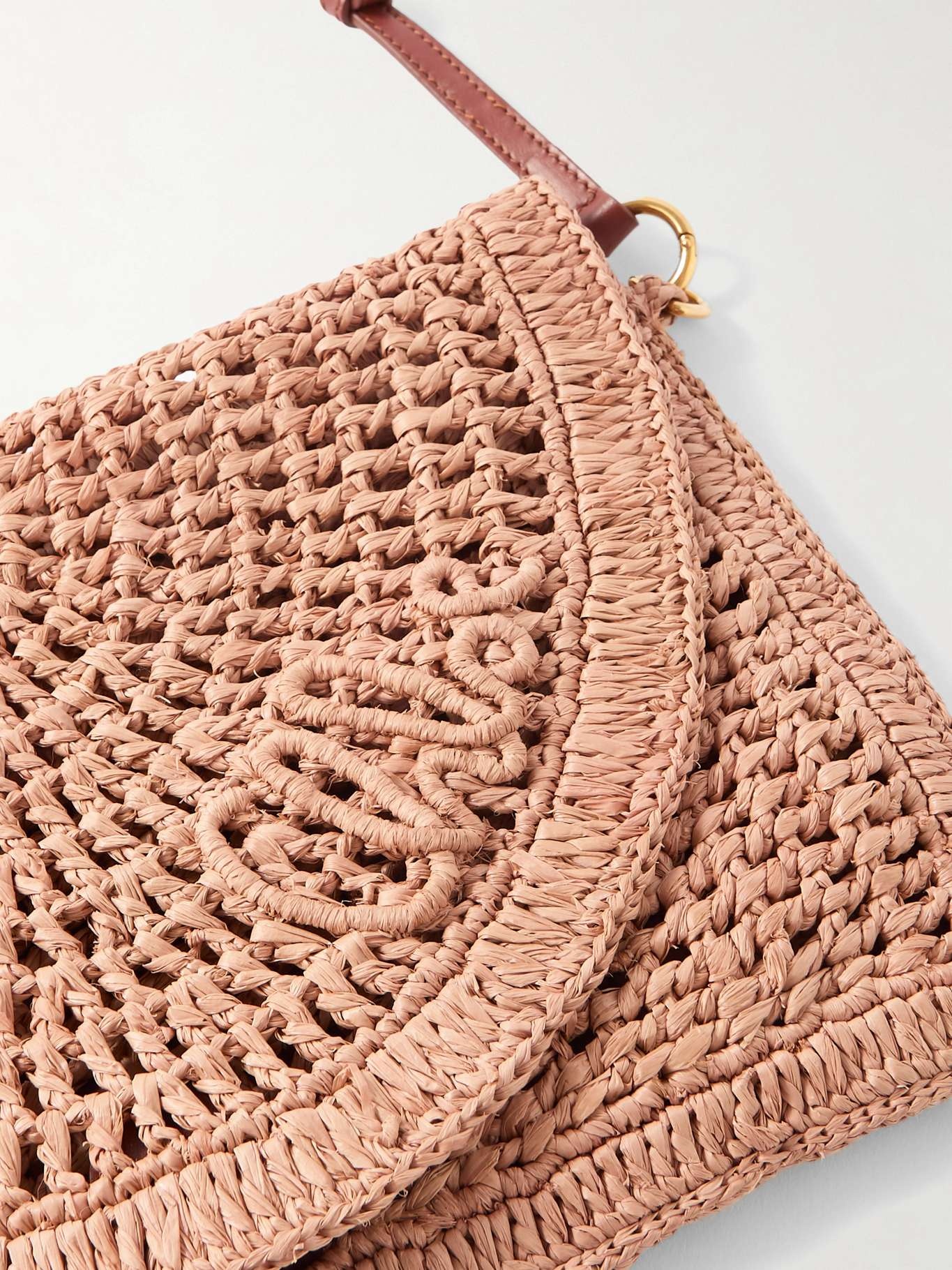 + Made For a Woman The Summer Banana leather-trimmed raffia shoulder bag Beige - 4
