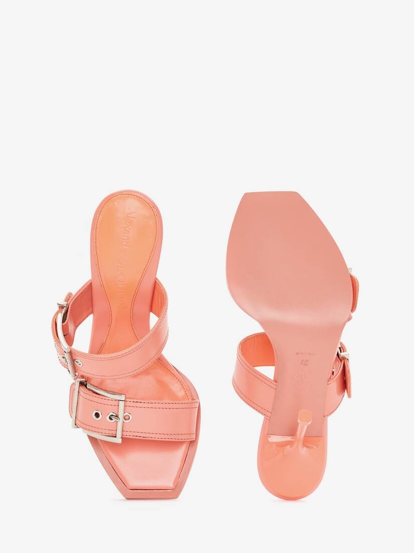 Double Buckle Punk Mule in Apricot - 4
