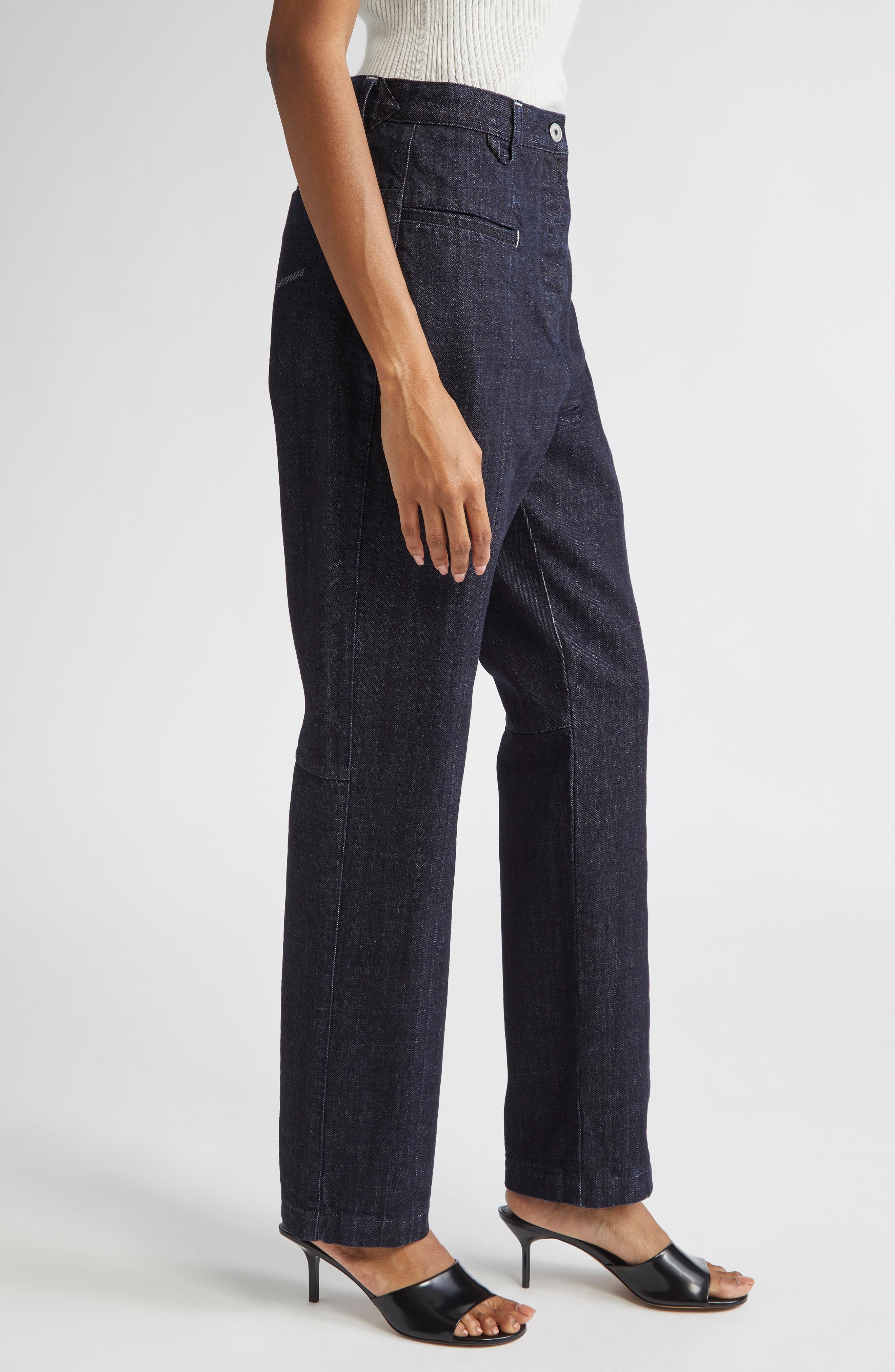 Jacquemus Le De-Nîmes Norma Straight Leg Jeans in Dark Navy at Nordstrom - 4