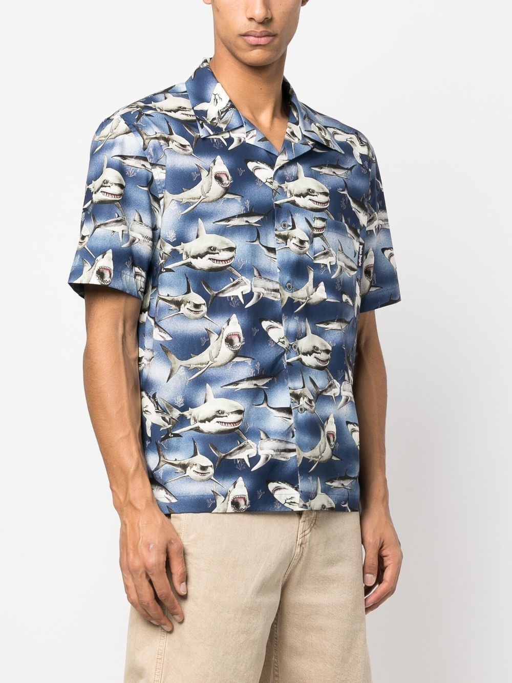 Sharks-print bowling shirt - 3