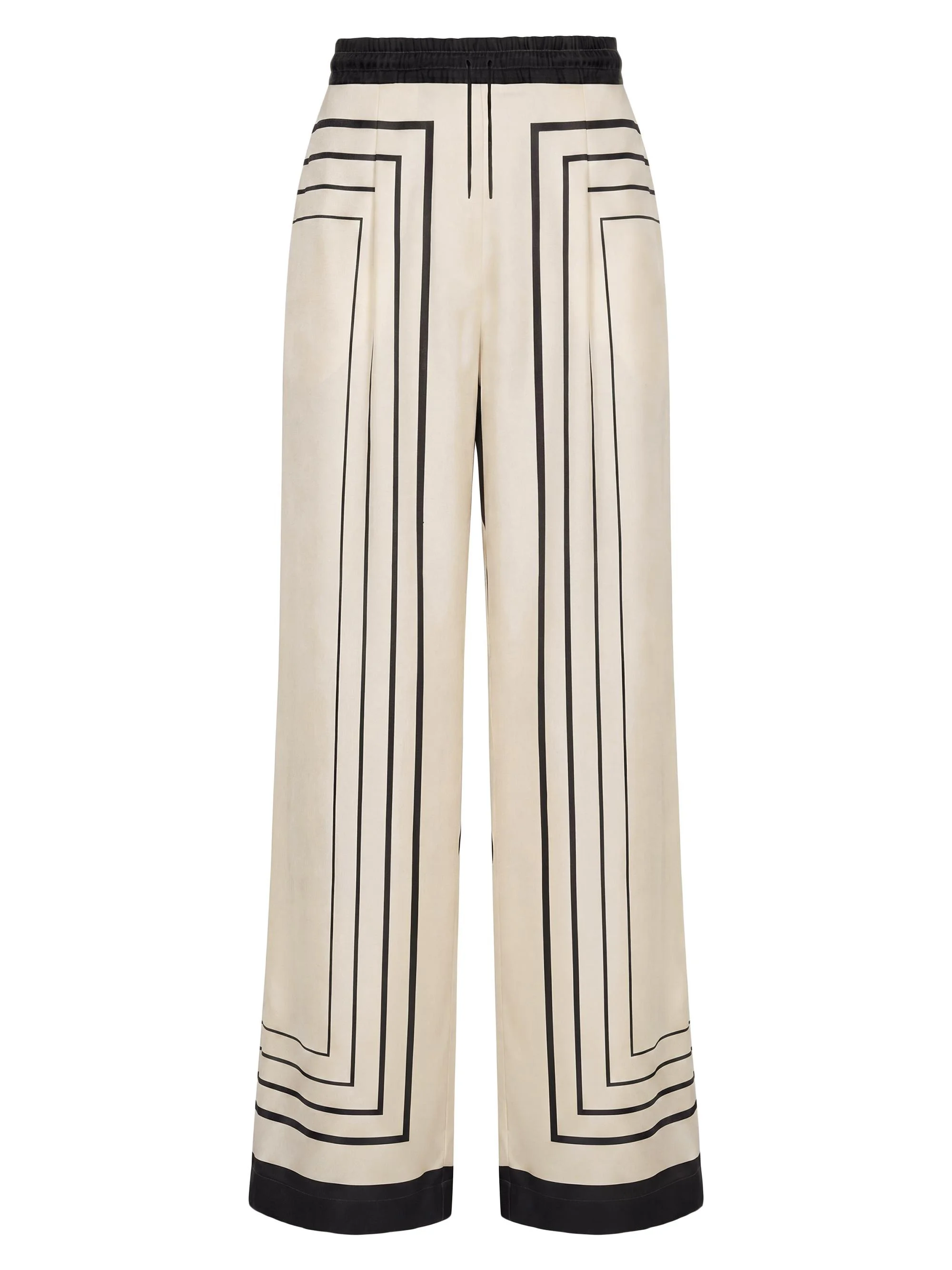 Women's Sandra Wide-Leg Pants - Ivory Black Scarf - 1
