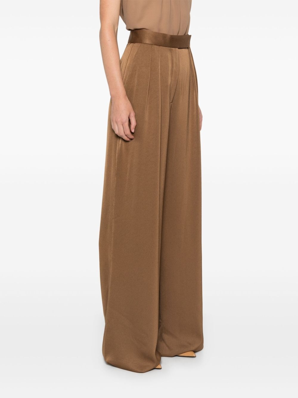 double-pleat satin trousers - 3