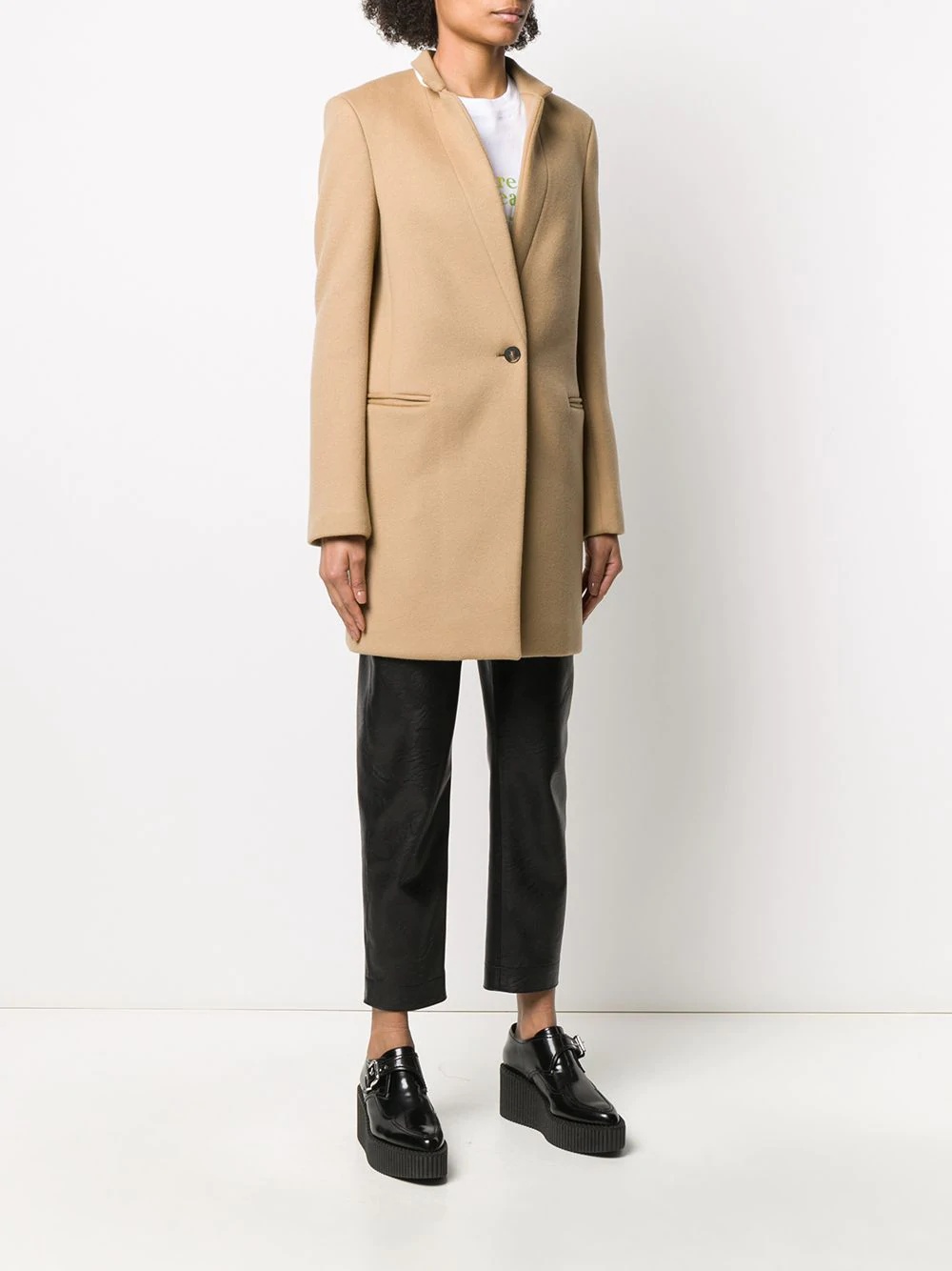 single-breasted wool coat - 3