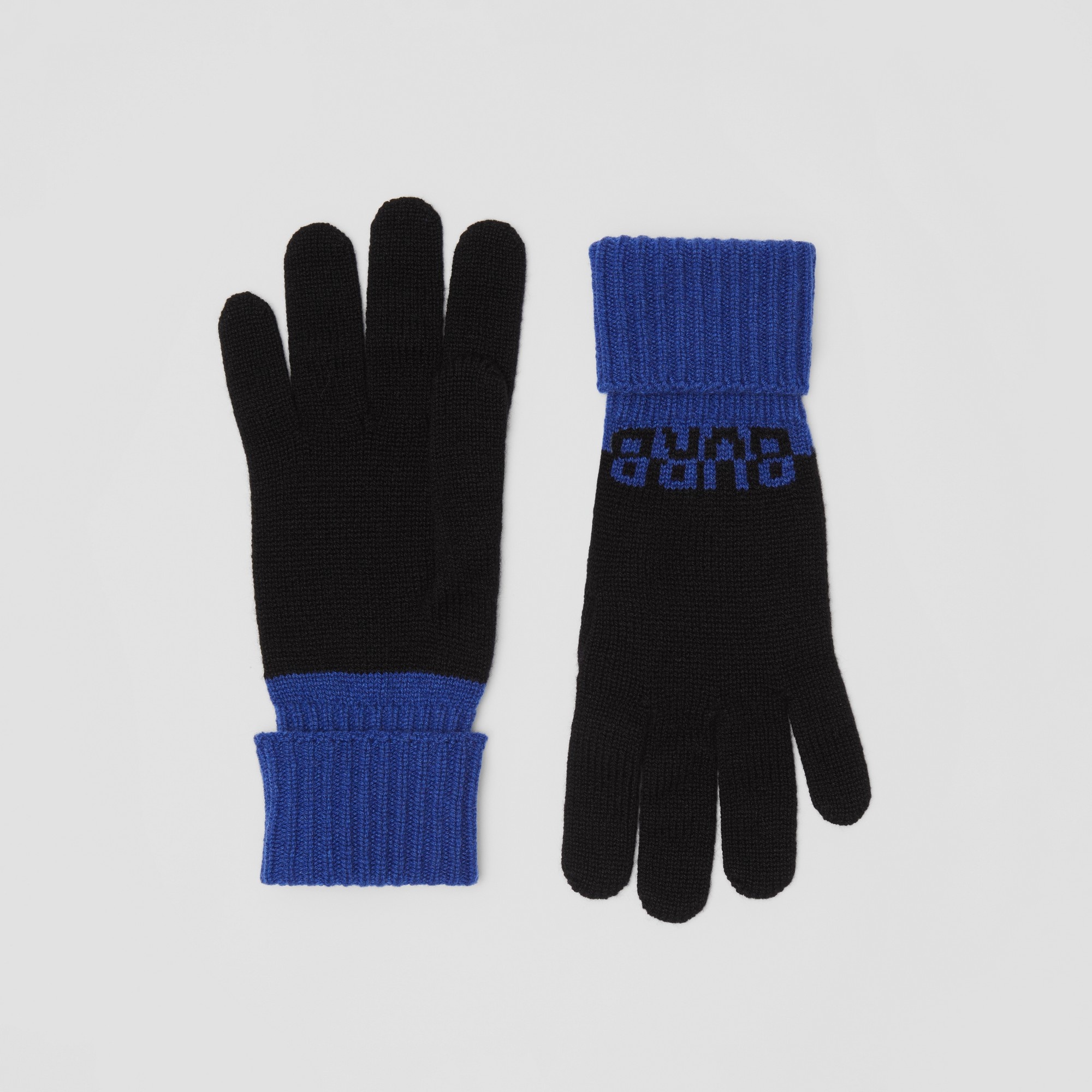 Logo Intarsia Two-tone Cashmere Gloves - 1