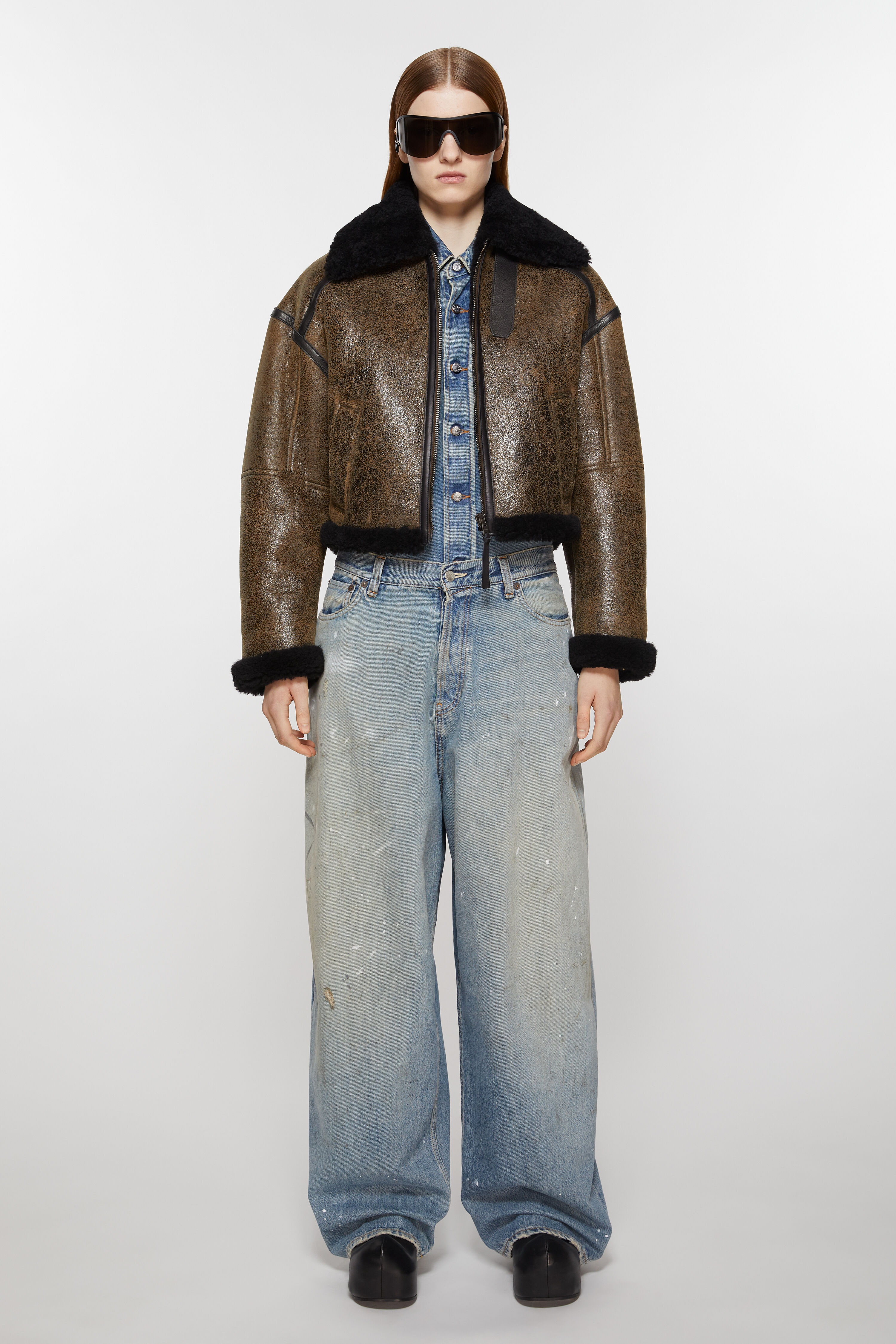 Shearling jacket - Dark brown/black - 2