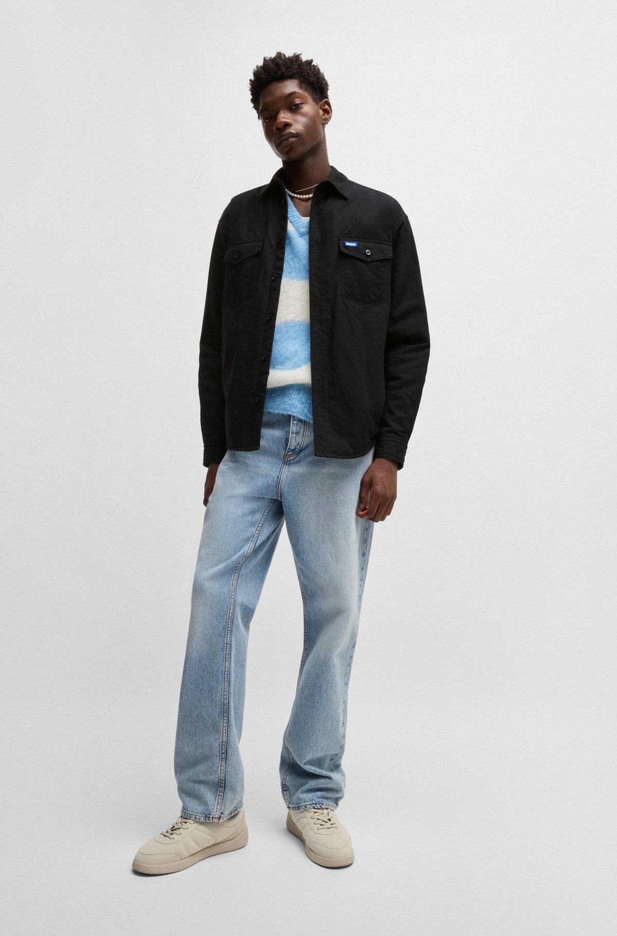 OVERSIZE-FIT PADDED OVERSHIRT IN OXFORD COTTON - 4