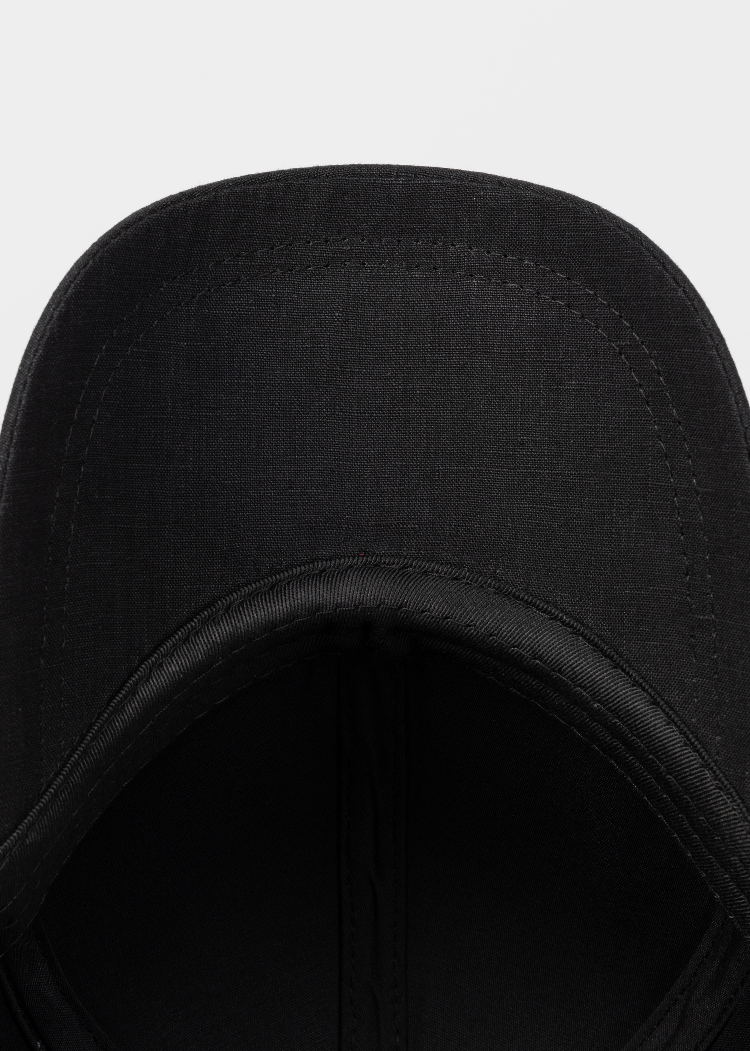 Black Linen Signature Stripe Trim Cap - 5