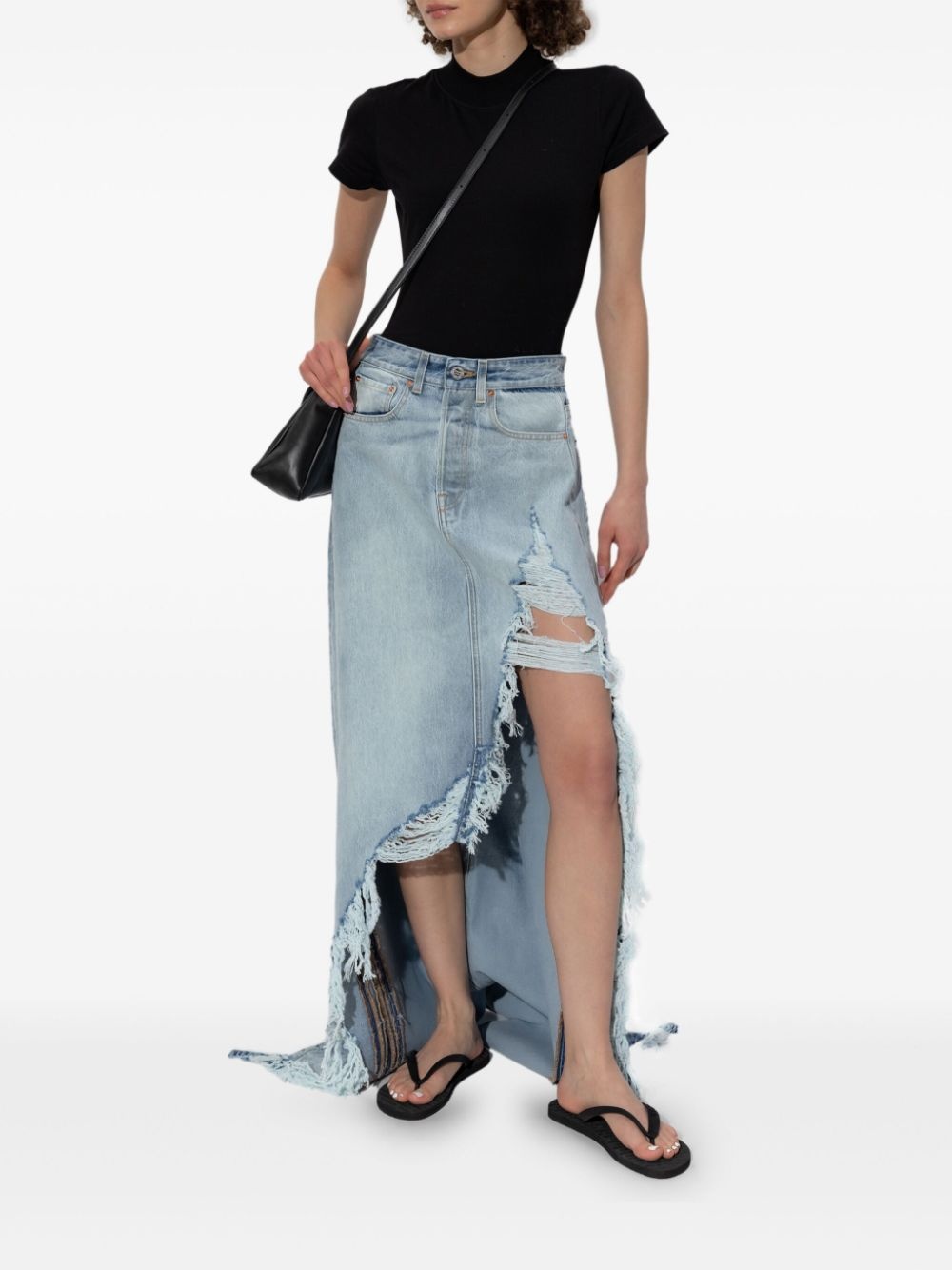 draped denim skirt - 2