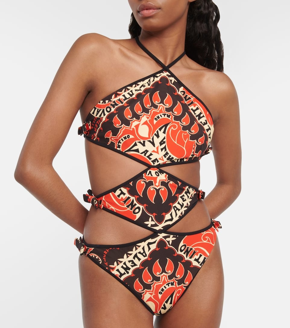 Valentino Garavani Archive Manifesto cut-out Swimsuit - Farfetch