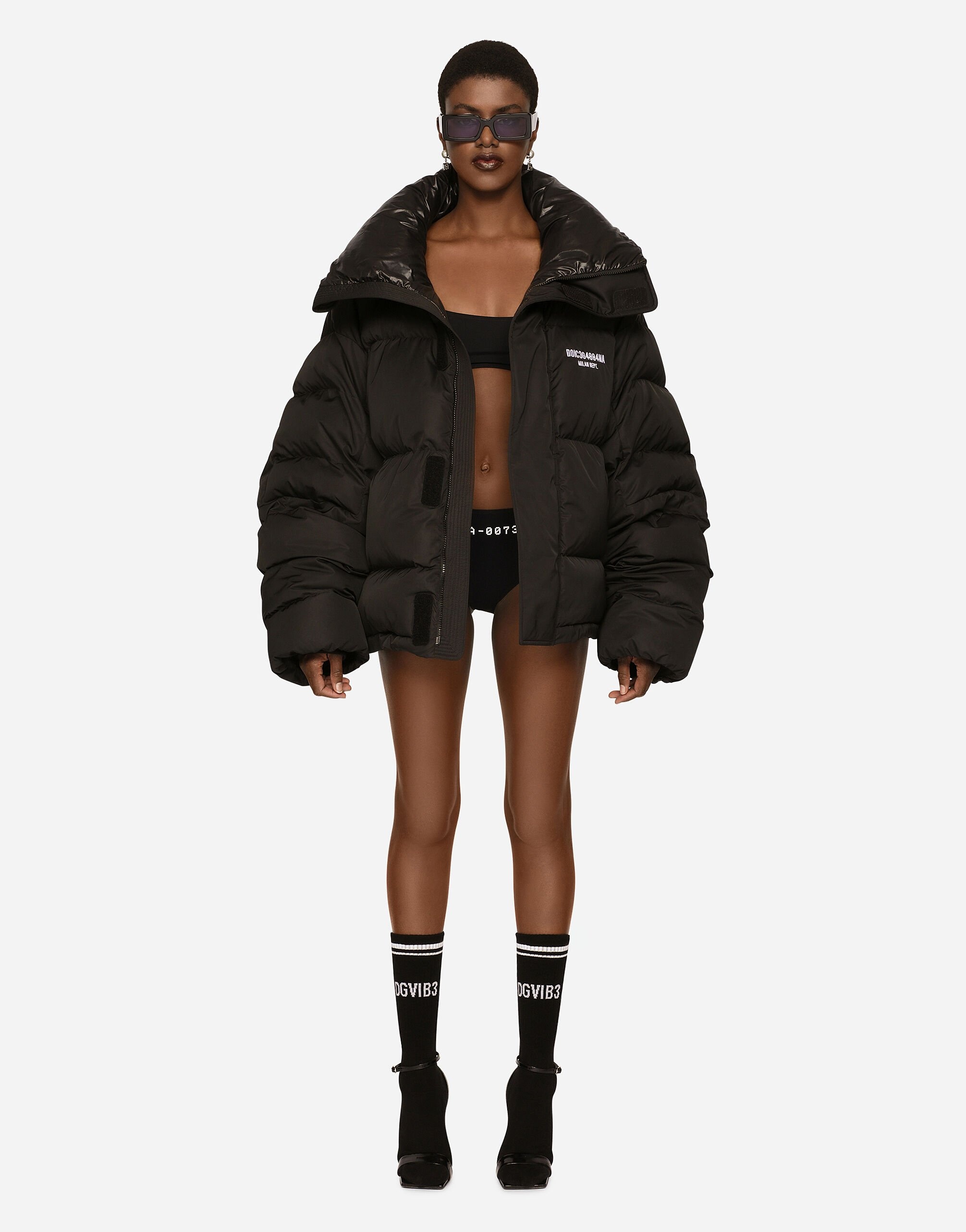 Padded nylon down jacket with high neck DGVIB3 - 3