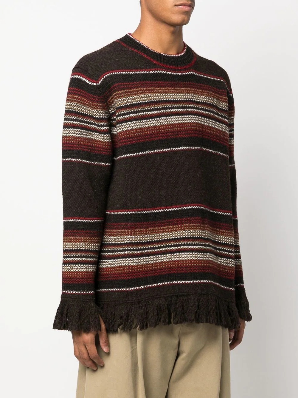 fringe-detail crew neck jumper - 3